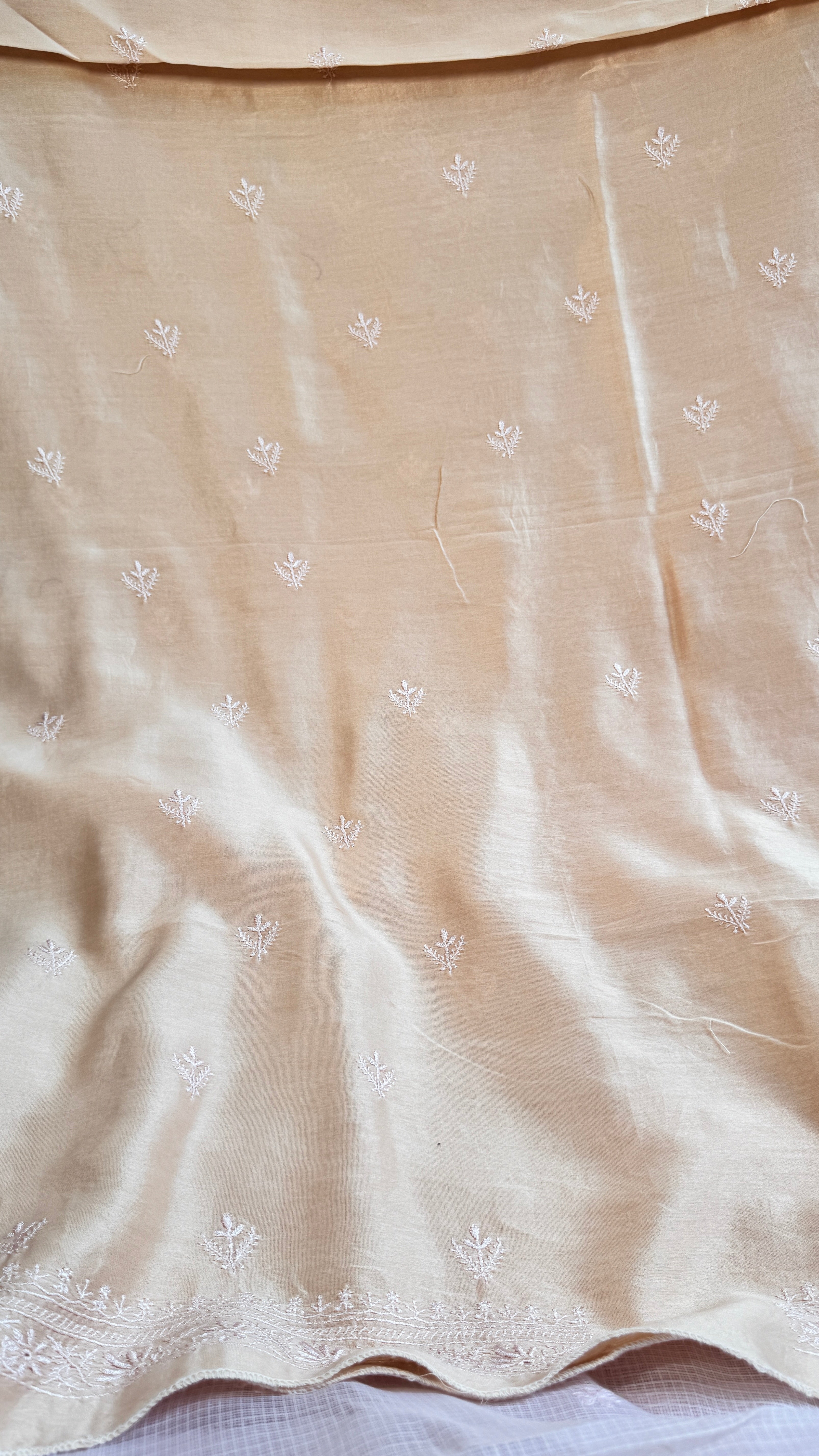 Chanderi Chikankari Kurta Length - Mens- Ivory