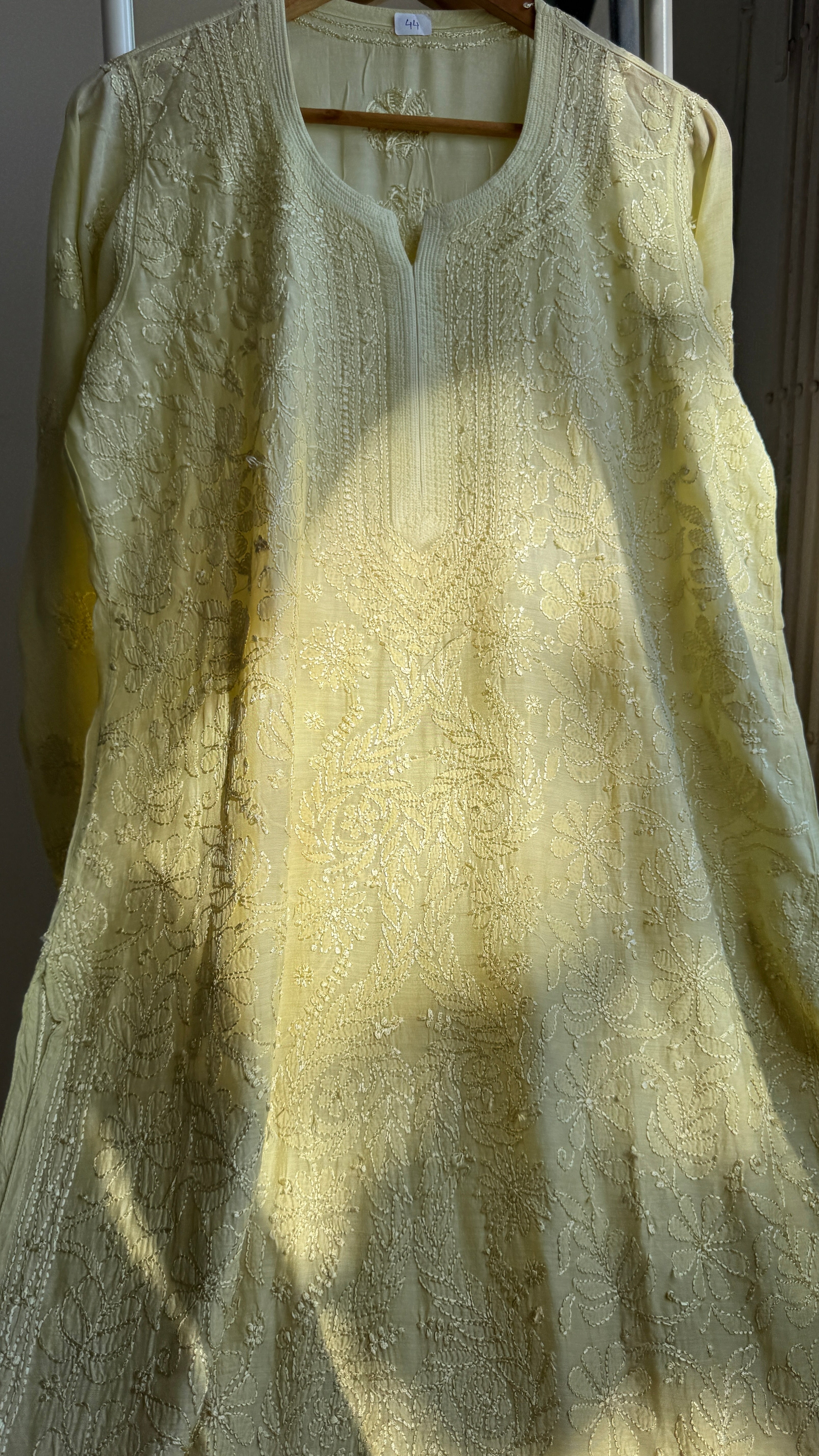 Muslin Chikankari Kurti - Green - BERRY Collection