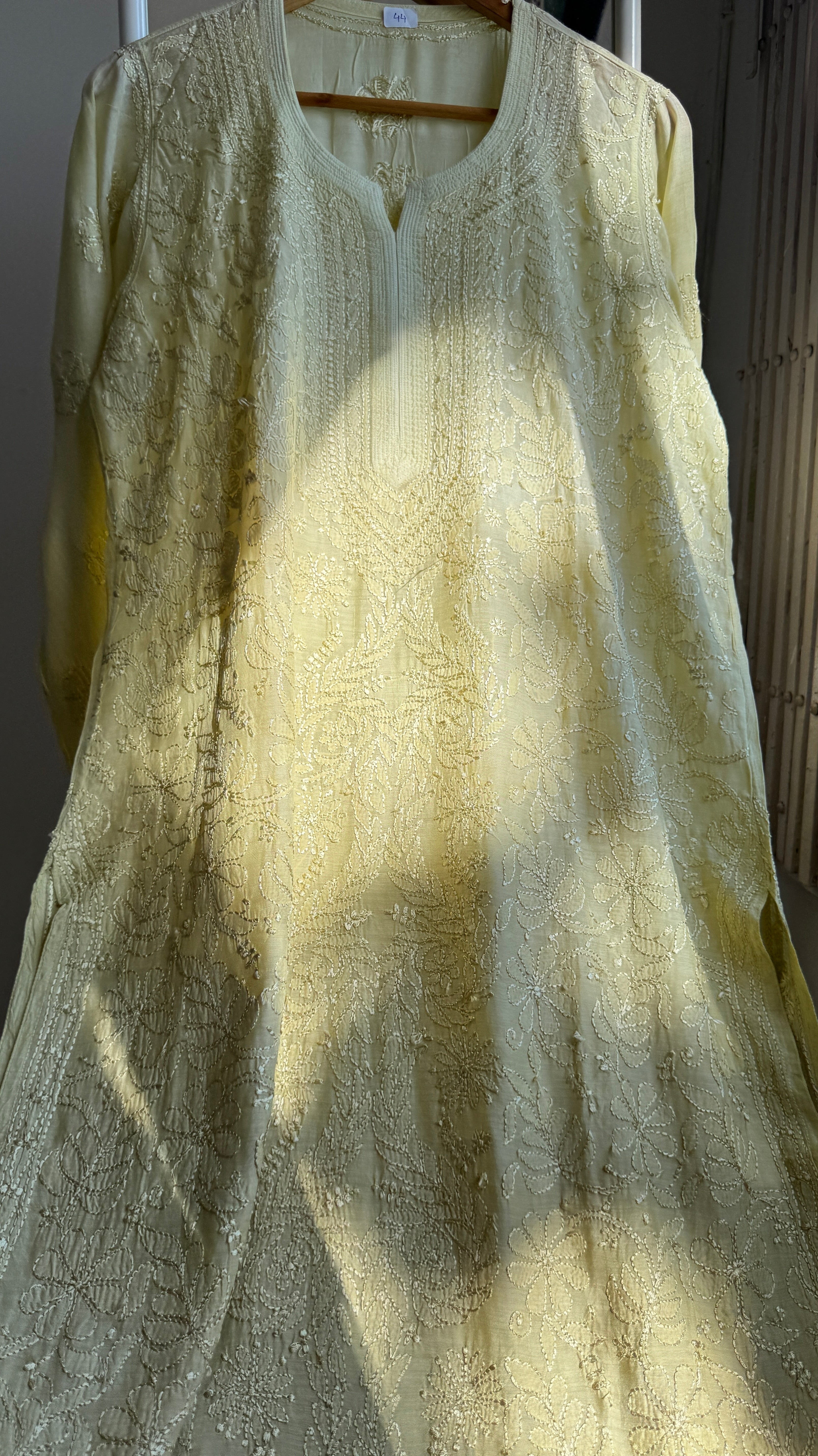 Muslin Chikankari Kurti - Green - BERRY Collection