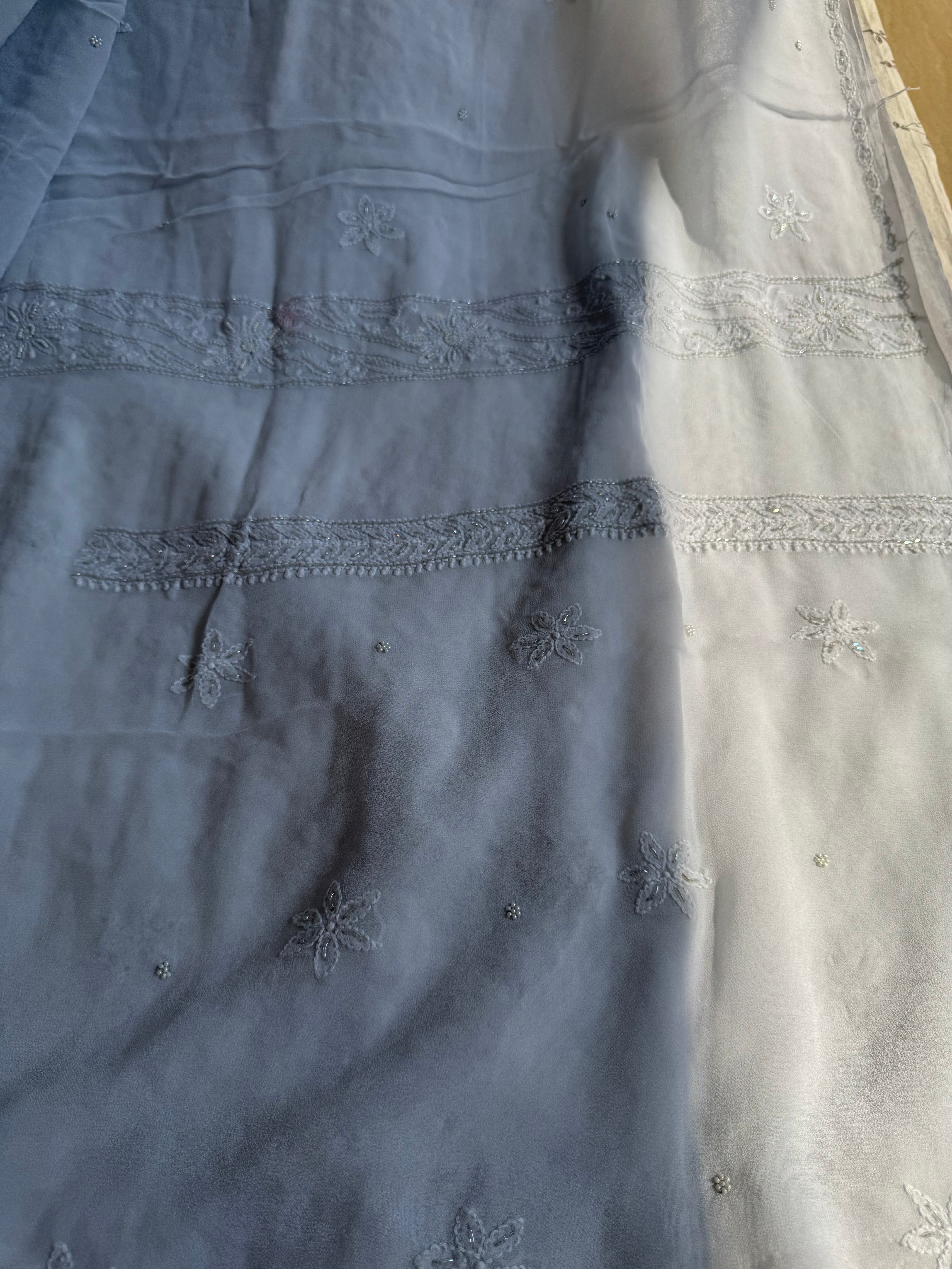 Viscose Length with Dupatta - Grey ARIAA CHIKANKARI