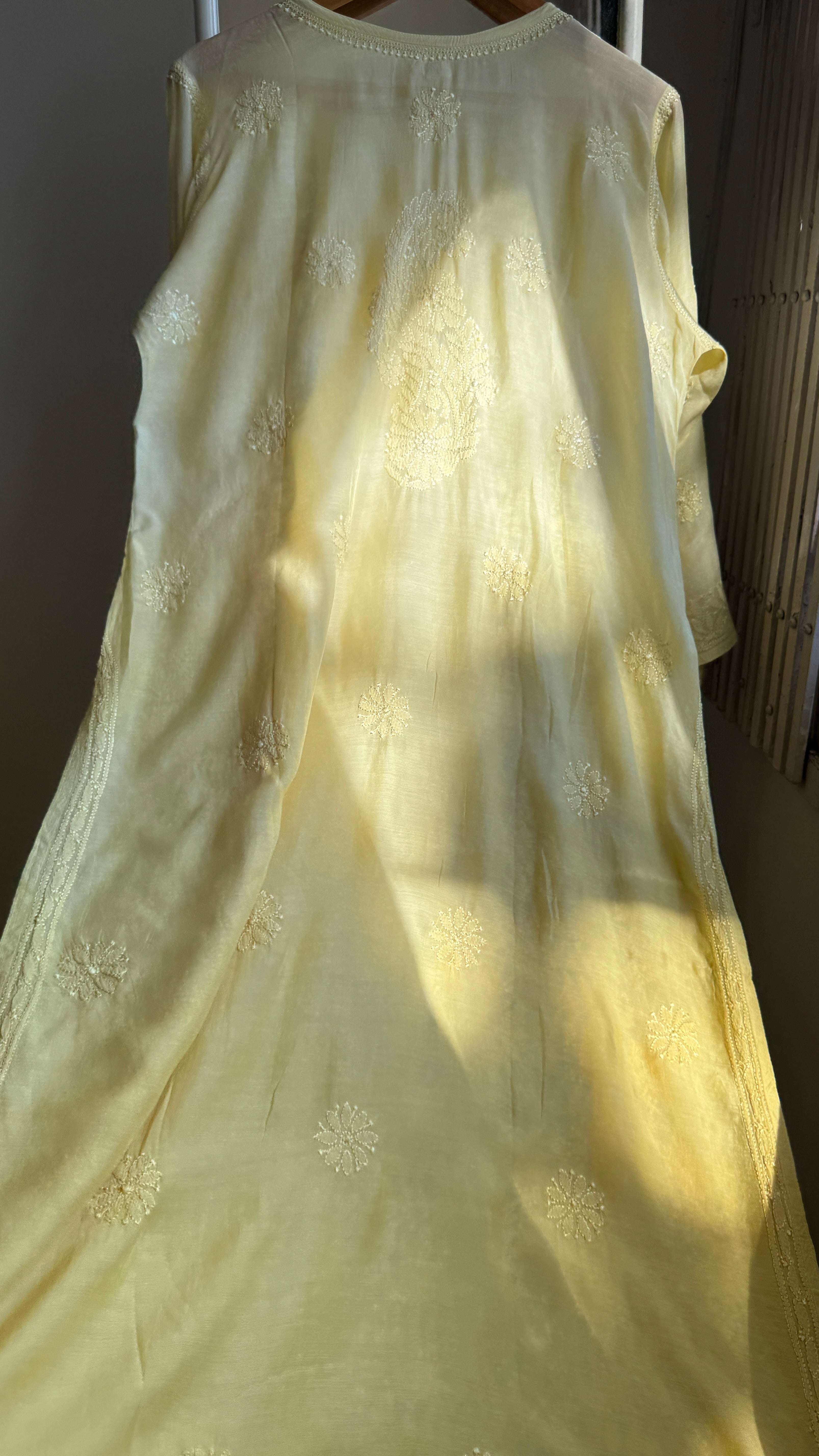 Muslin Chikankari Kurti - Canary Yellow Ombre - BERRY Collection