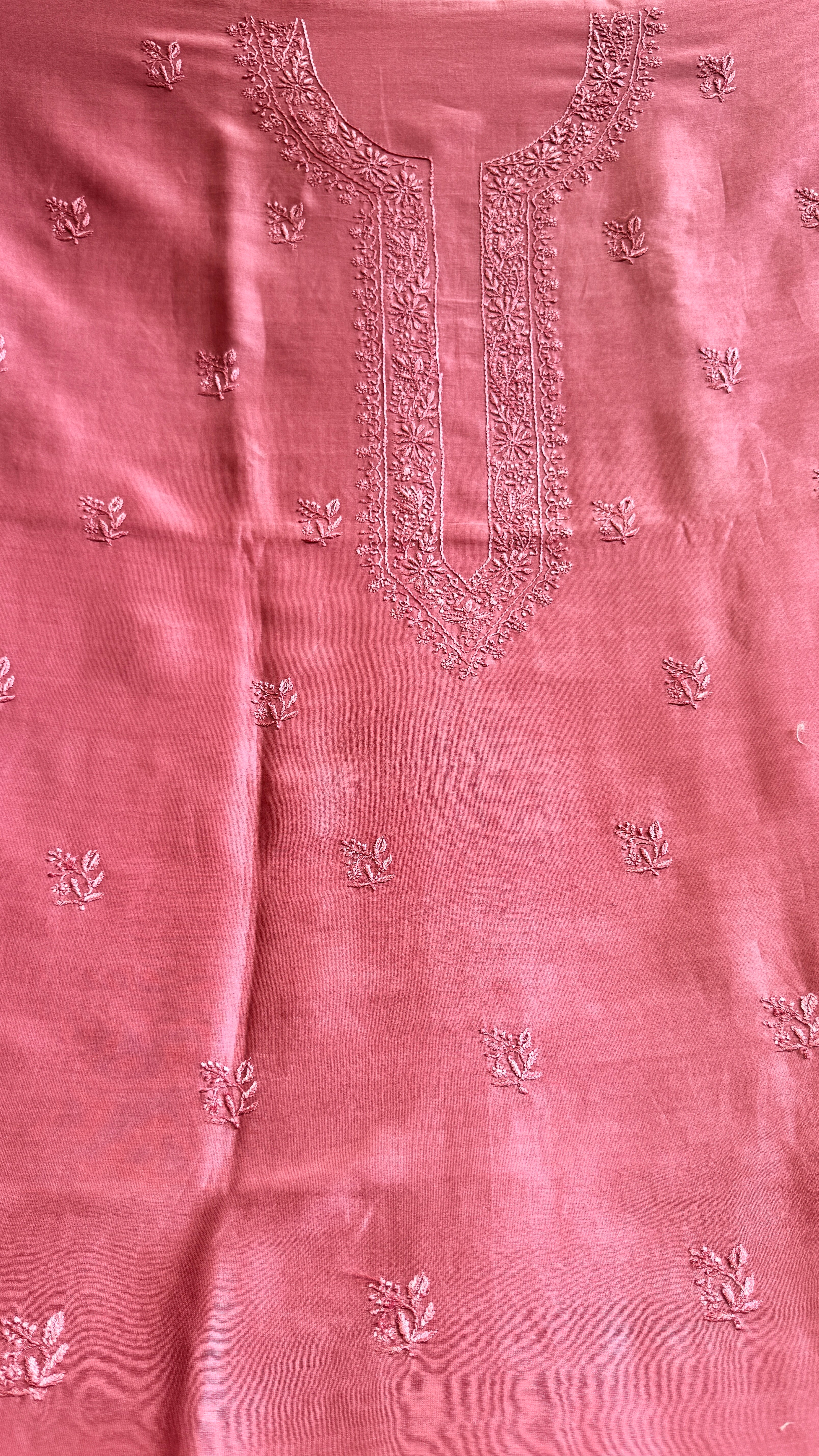 Chanderi Chikankari Kurta Length - Mens- Rosewood