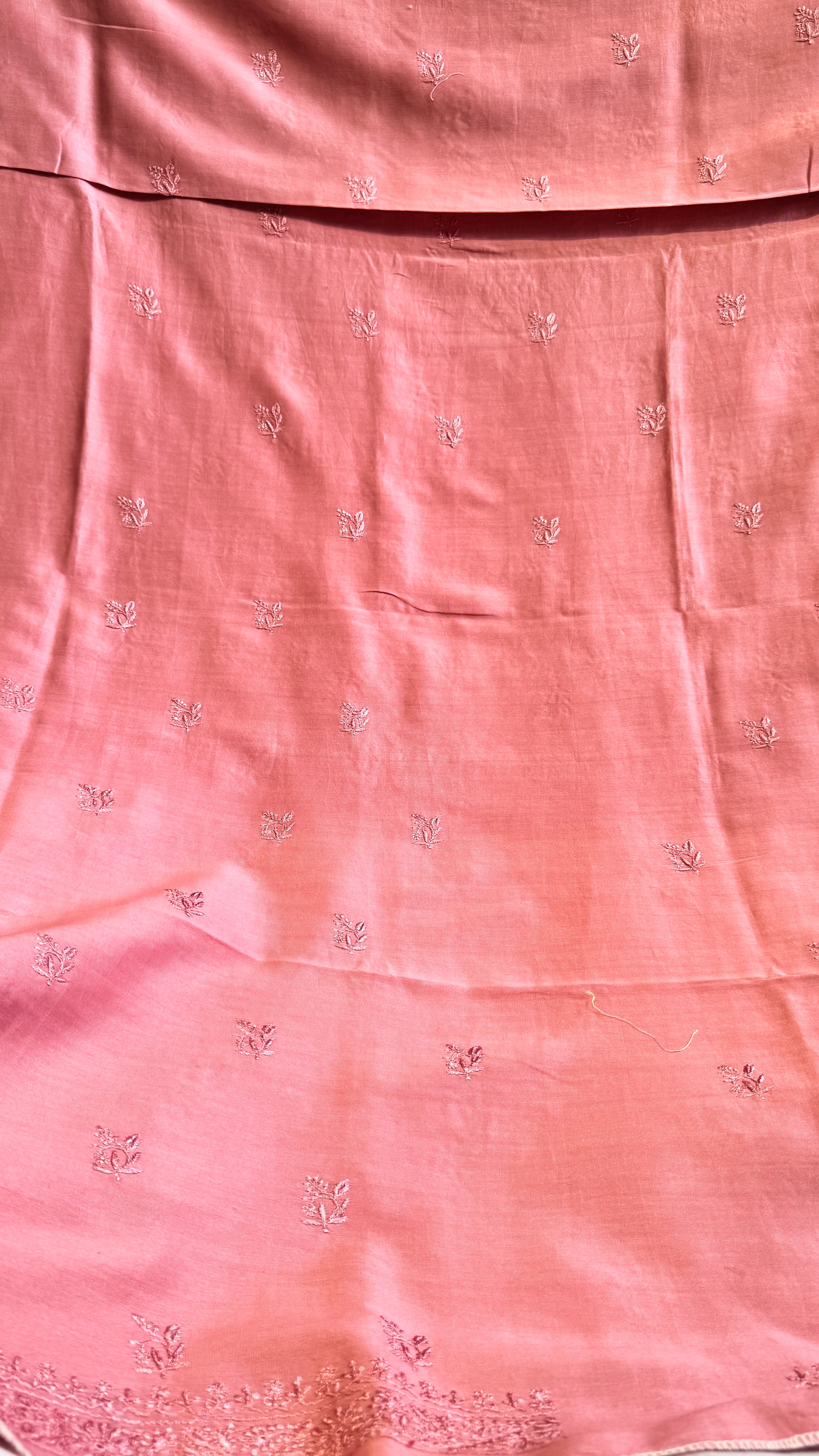 Chanderi Chikankari Kurta Length - Mens- Rosewood