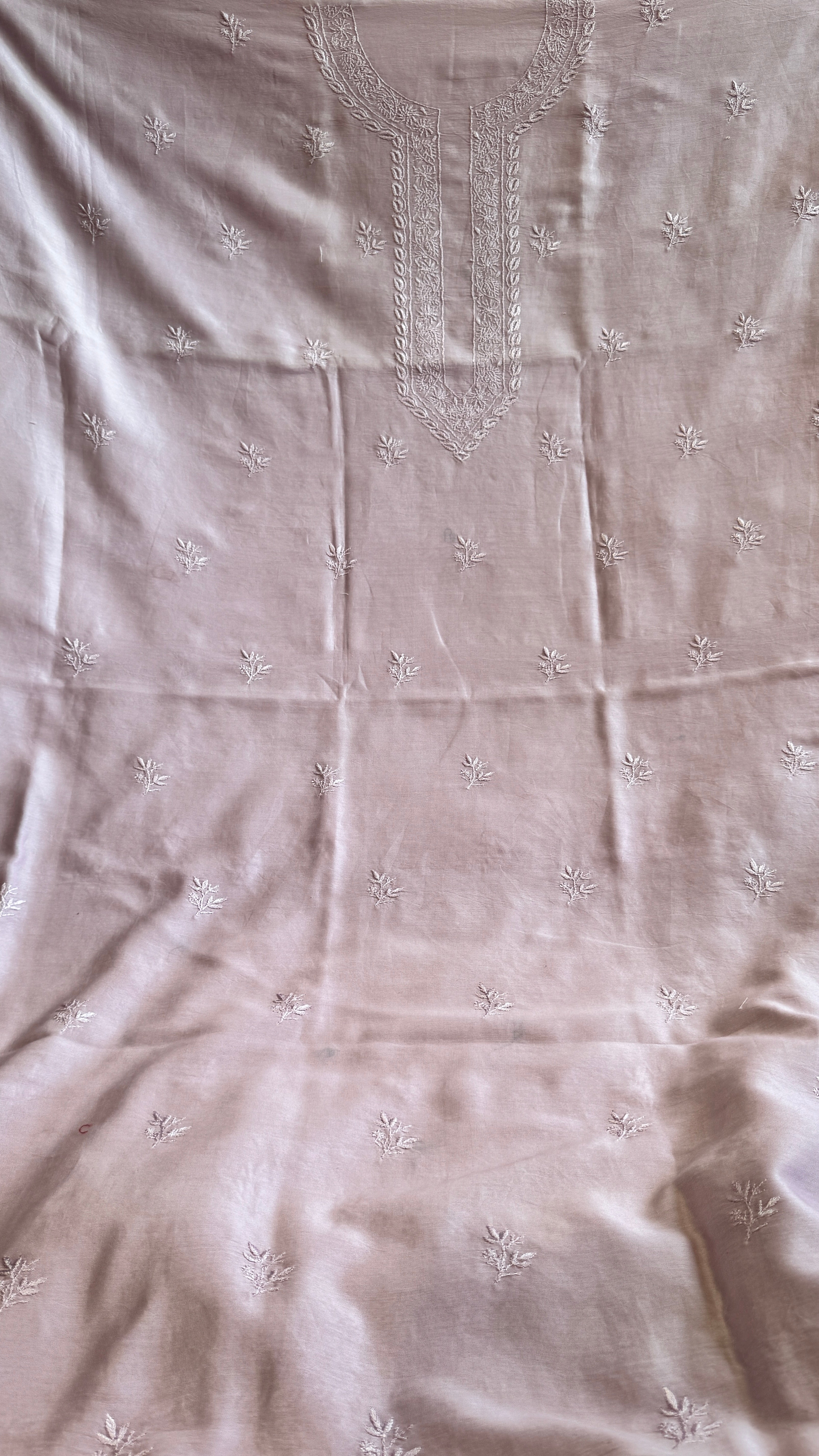 Chanderi Chikankari Kurta Length - Mens- Lilac