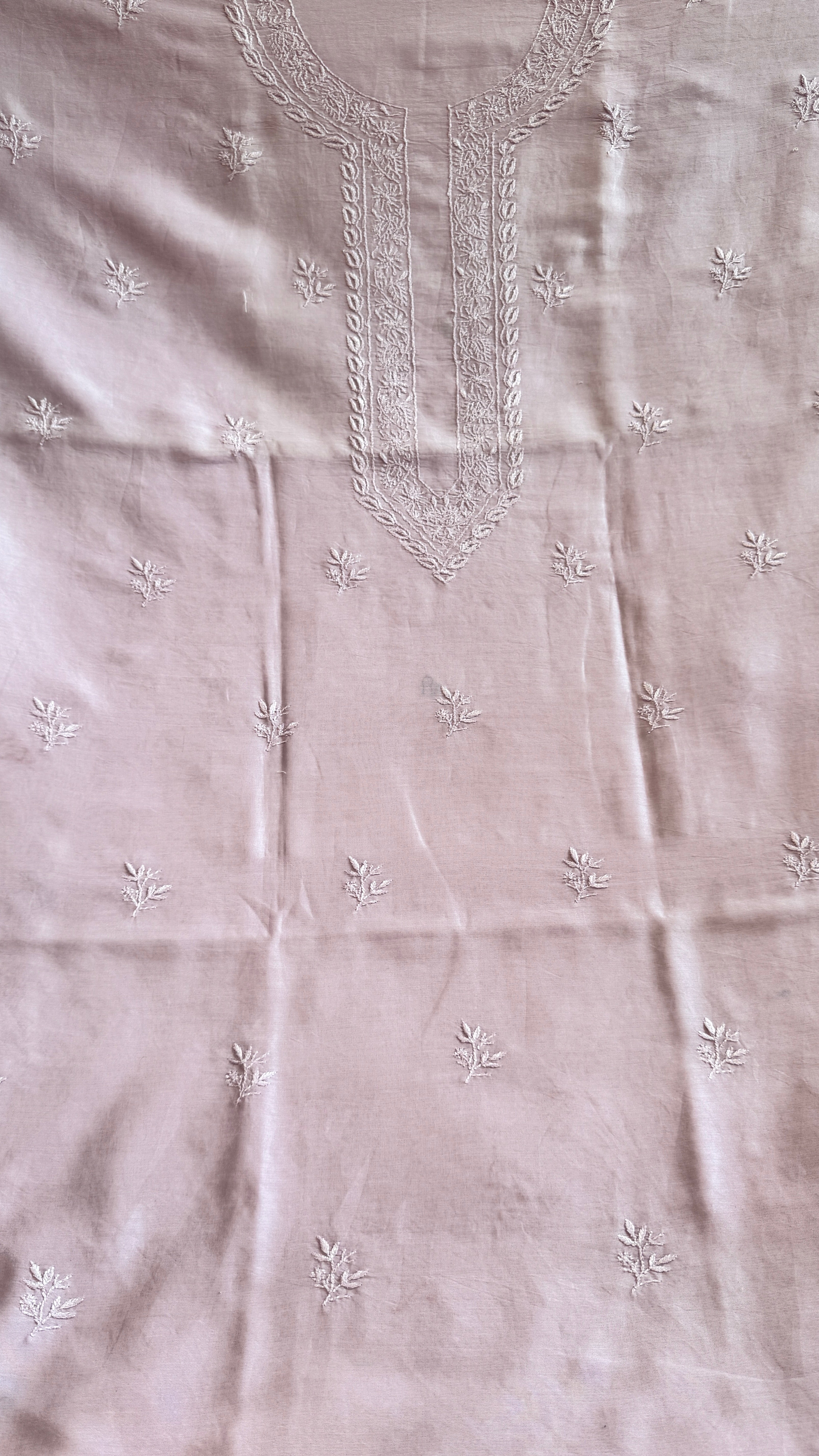 Chanderi Chikankari Kurta Length - Mens- Lilac