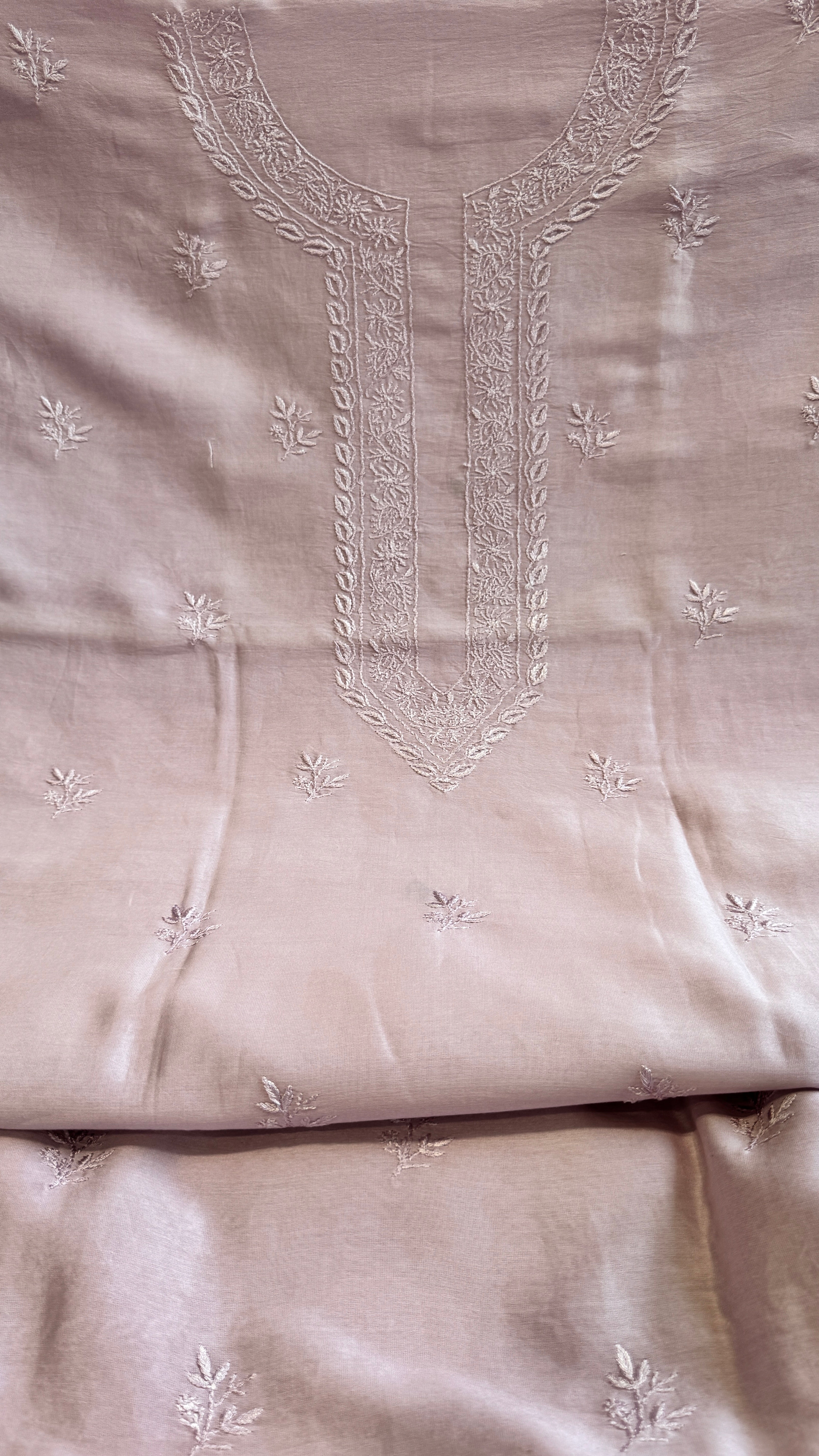 Chanderi Chikankari Kurta Length - Mens- Lilac