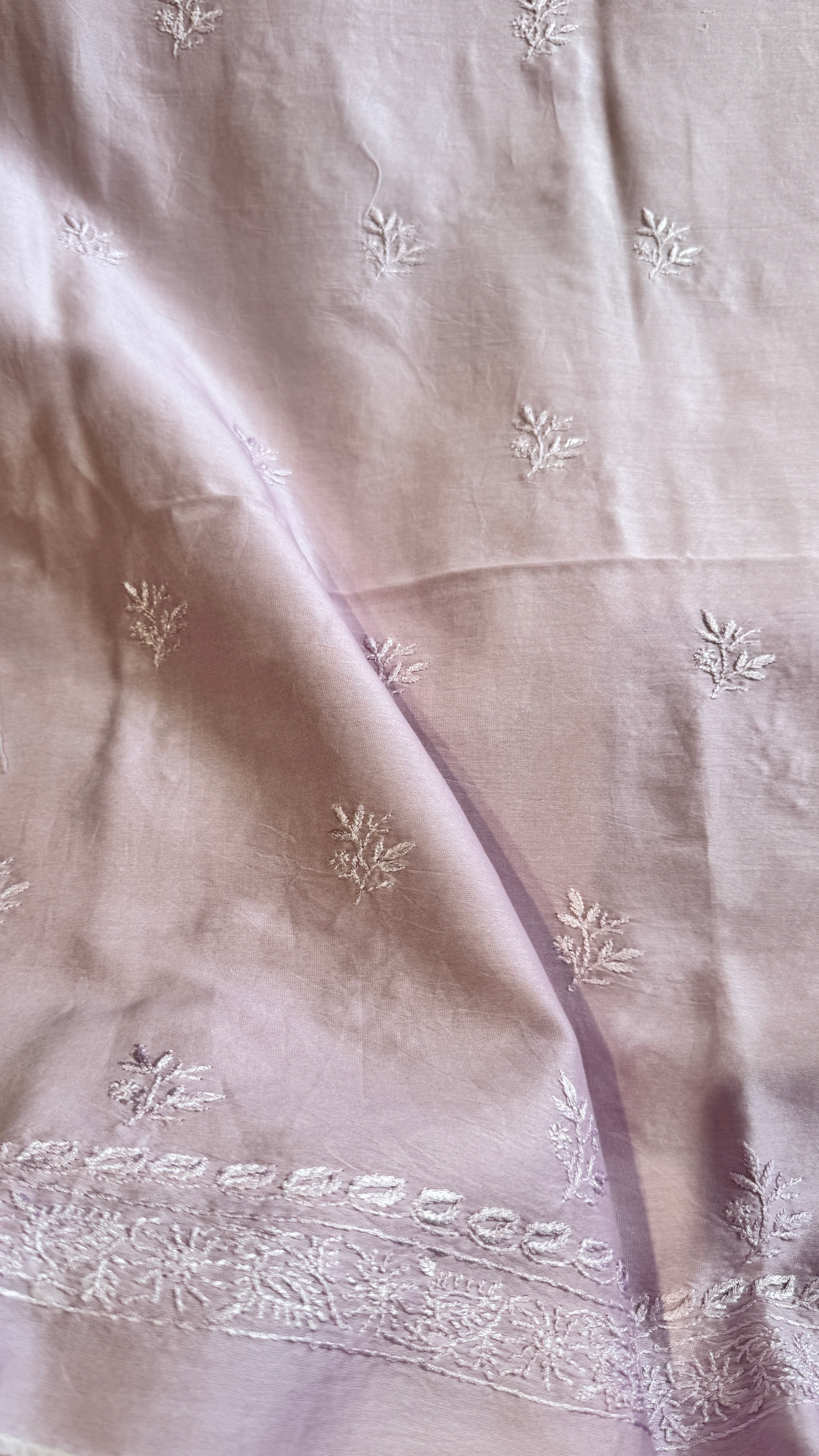 Chanderi Chikankari Kurta Length - Mens- Lilac