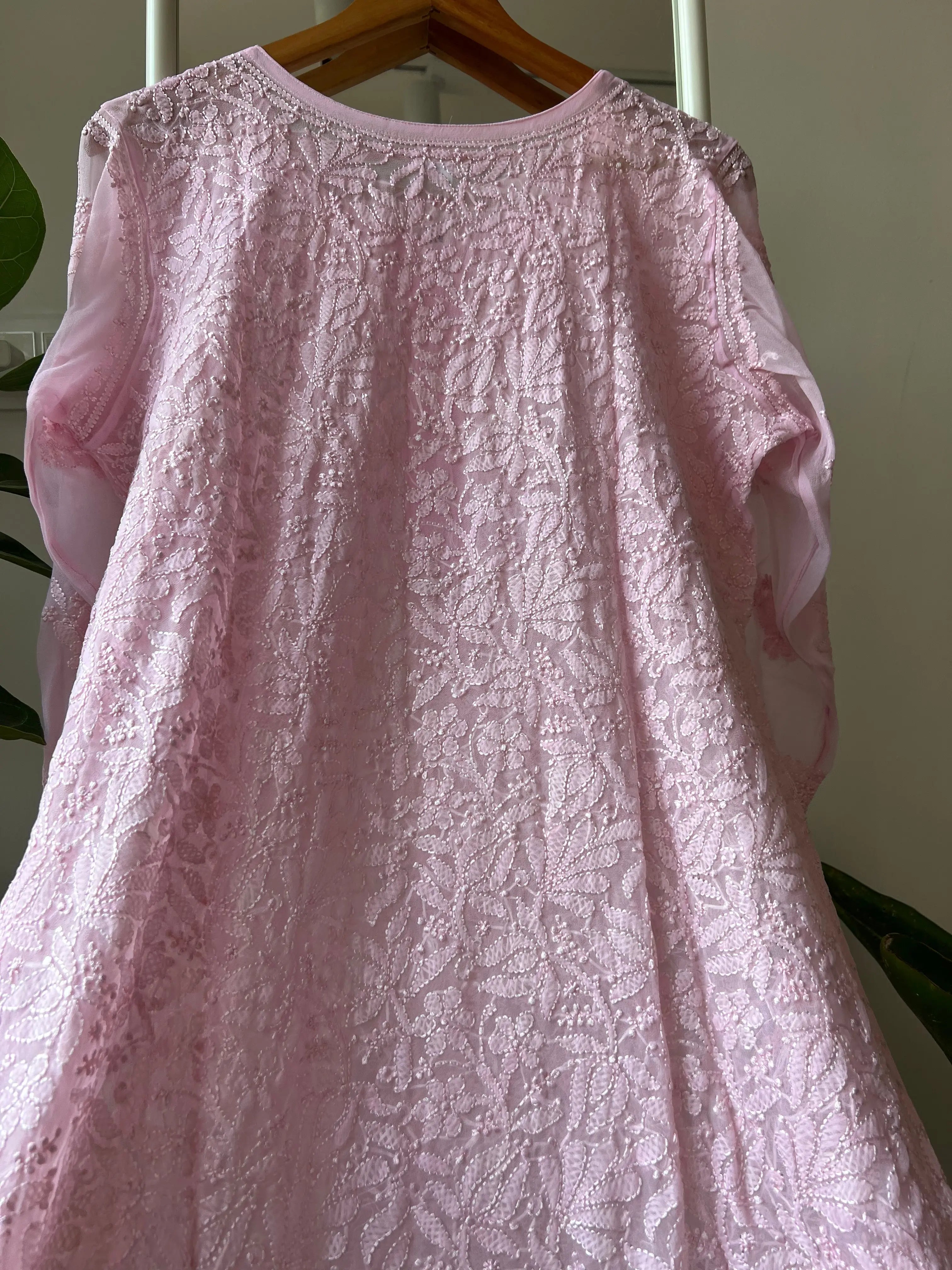 Chikankari Resham Full Jaal Kurti - Baby Pink ARIAA CHIKANKARI