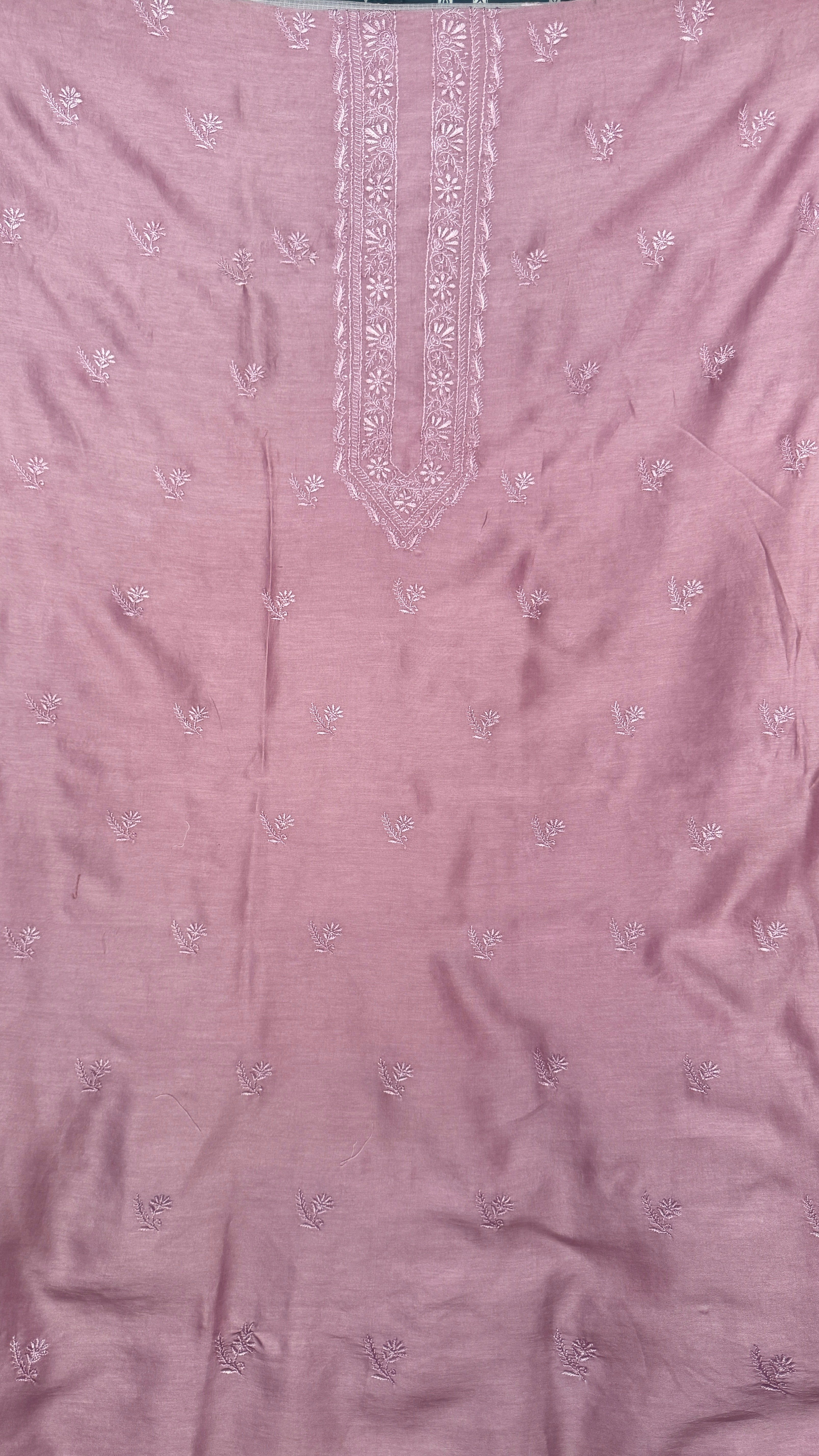 Chanderi Chikankari Kurta Length - Mens- Mauve