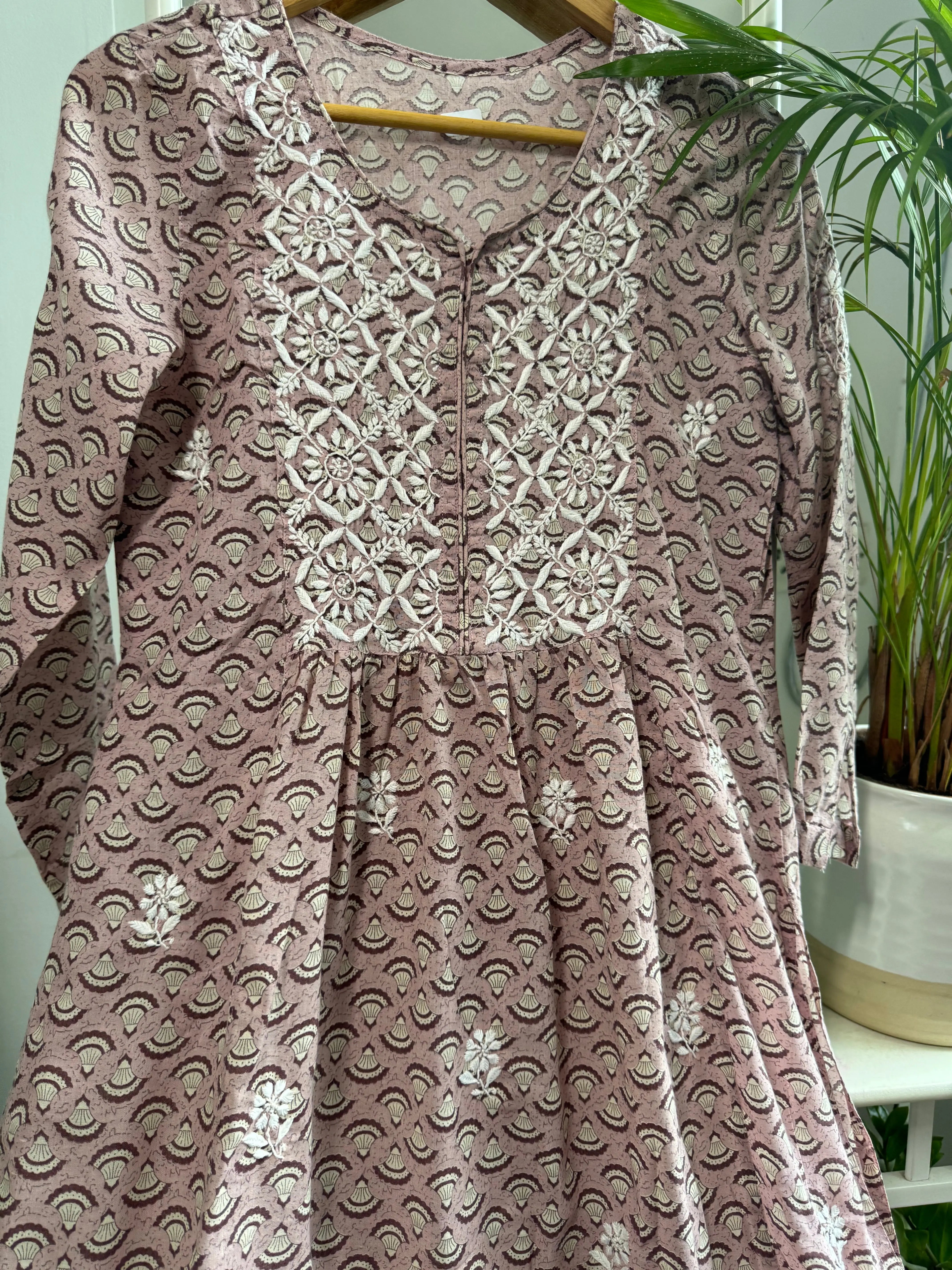 Cotton Printed Chikankari Set - Tea Pink ARIAA CHIKANKARI
