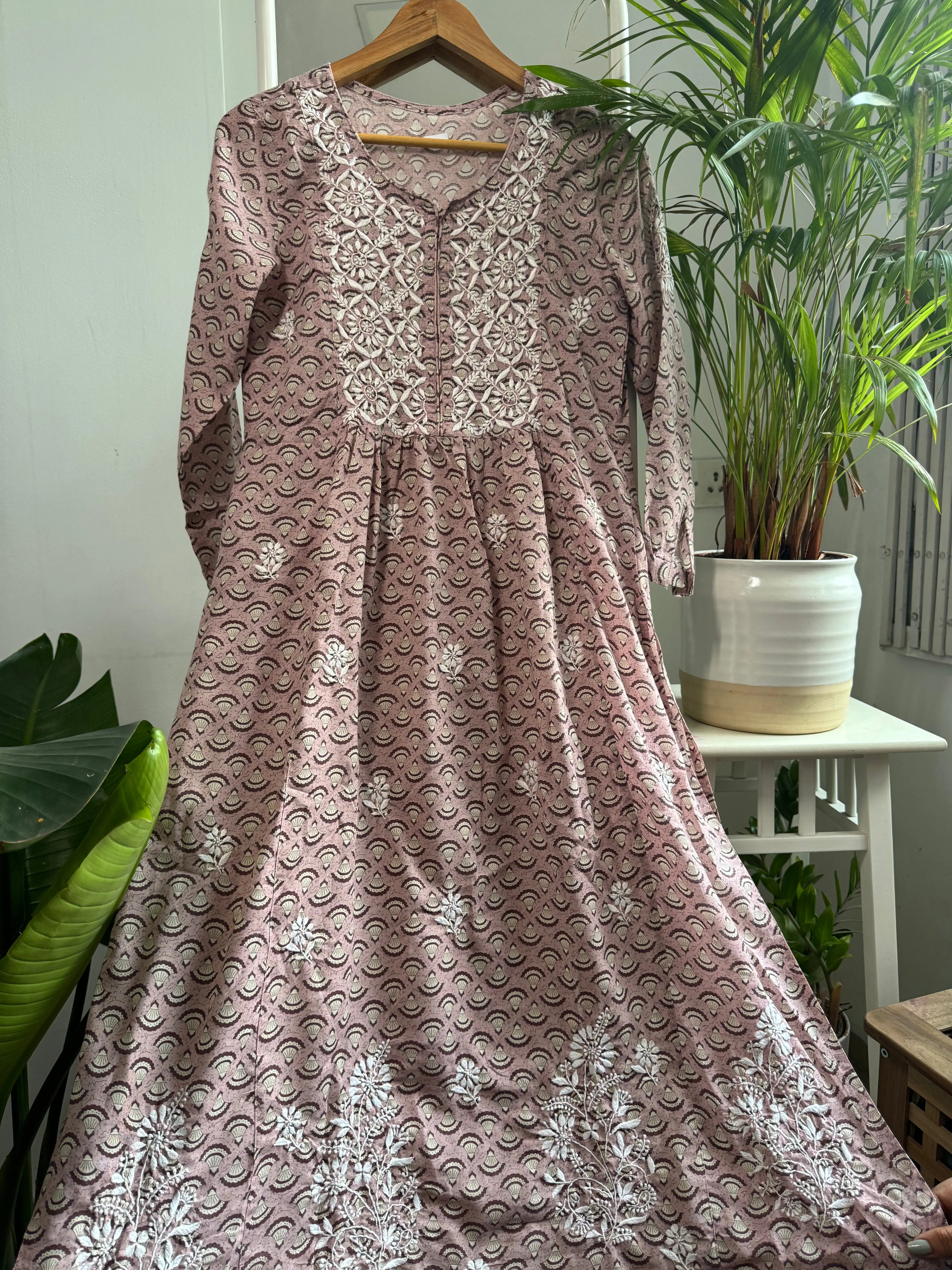 Cotton Printed Chikankari Set - Tea Pink ARIAA CHIKANKARI