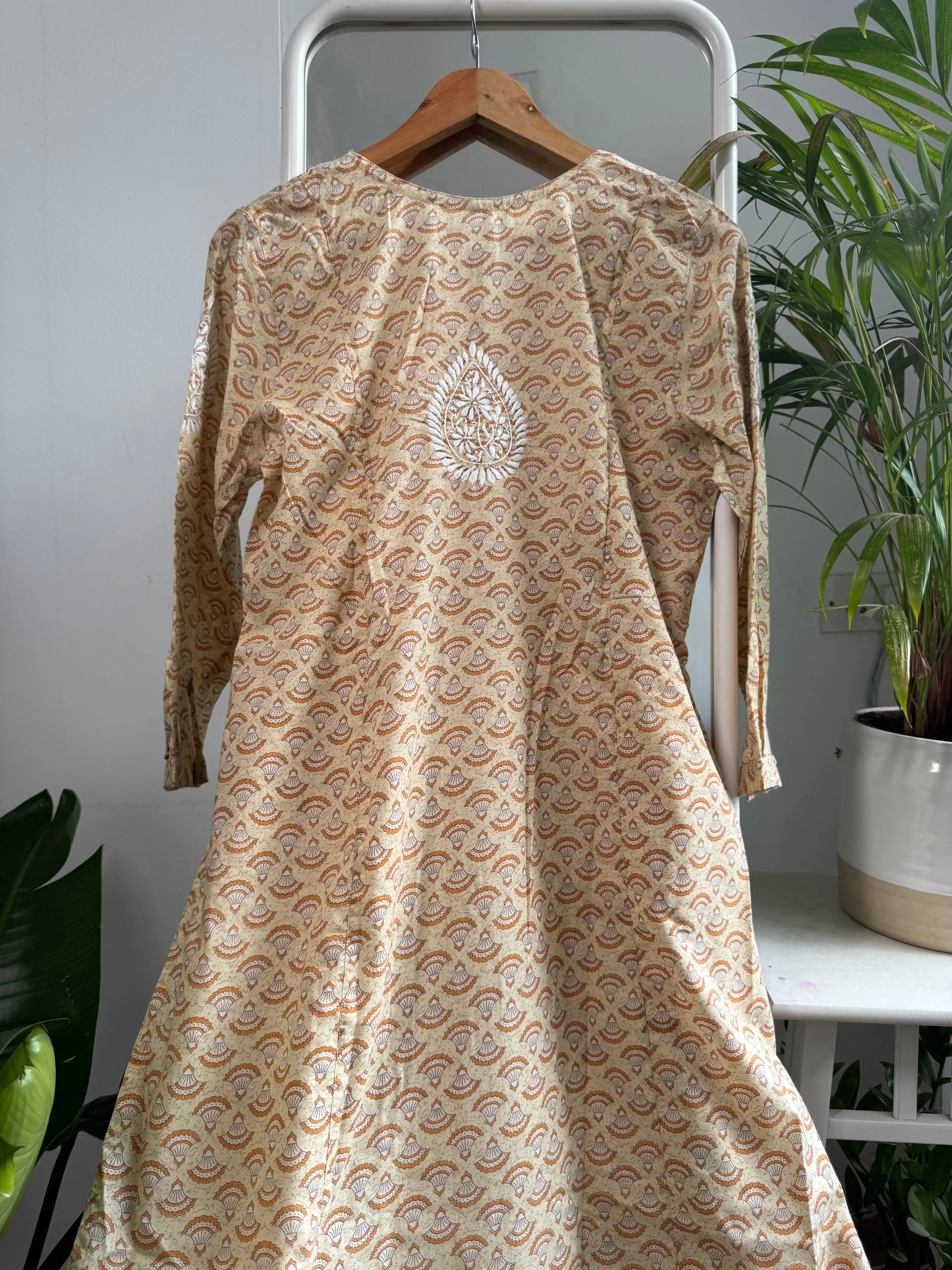 Cotton Printed Chikankari Set - Yellow ARIAA CHIKANKARI