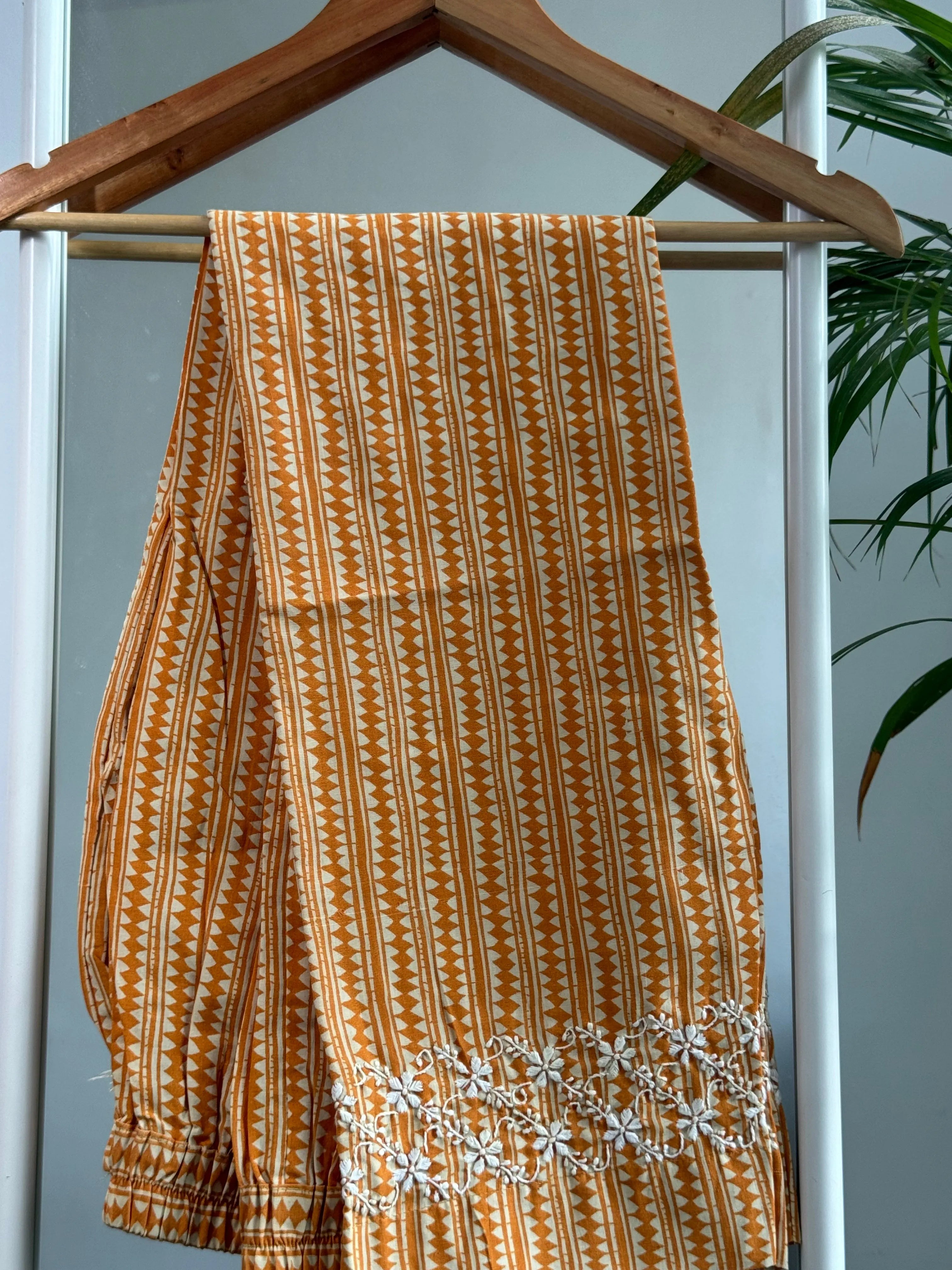 Cotton Printed Chikankari Set - Yellow ARIAA CHIKANKARI