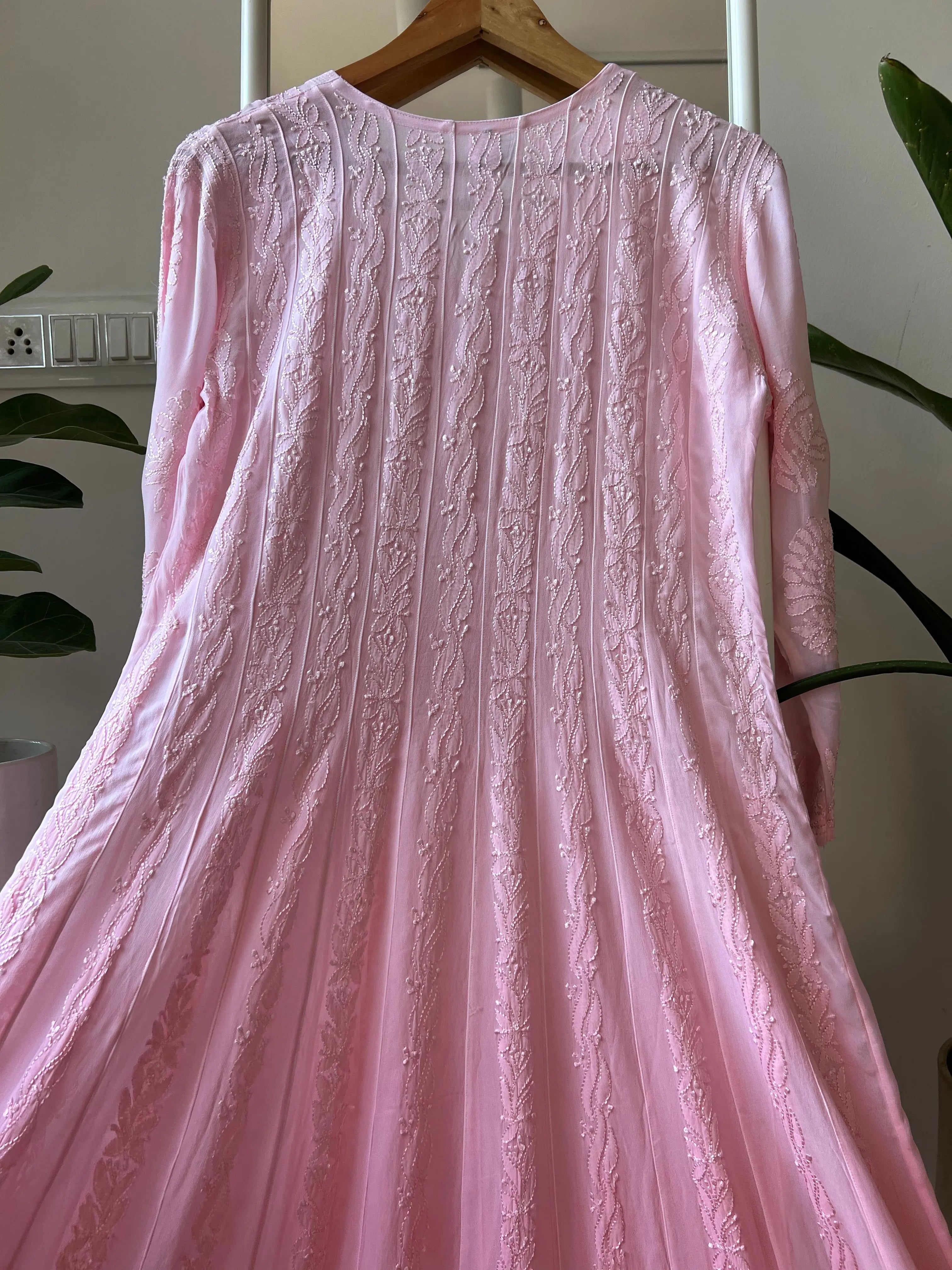 Viscose Chikankari Anarkali - Pink ARIAA CHIKANKARI