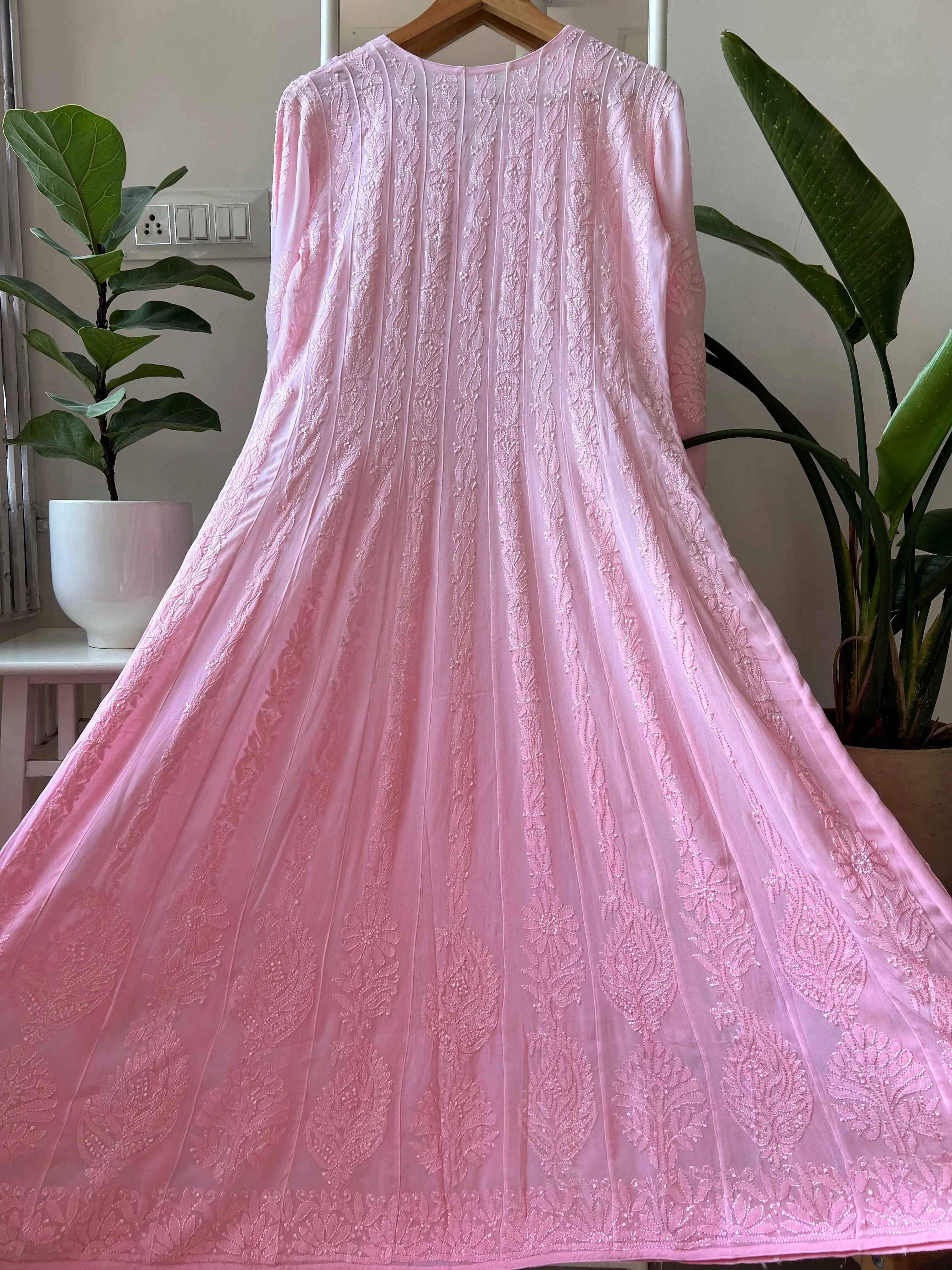 Viscose Chikankari Anarkali - Pink ARIAA CHIKANKARI