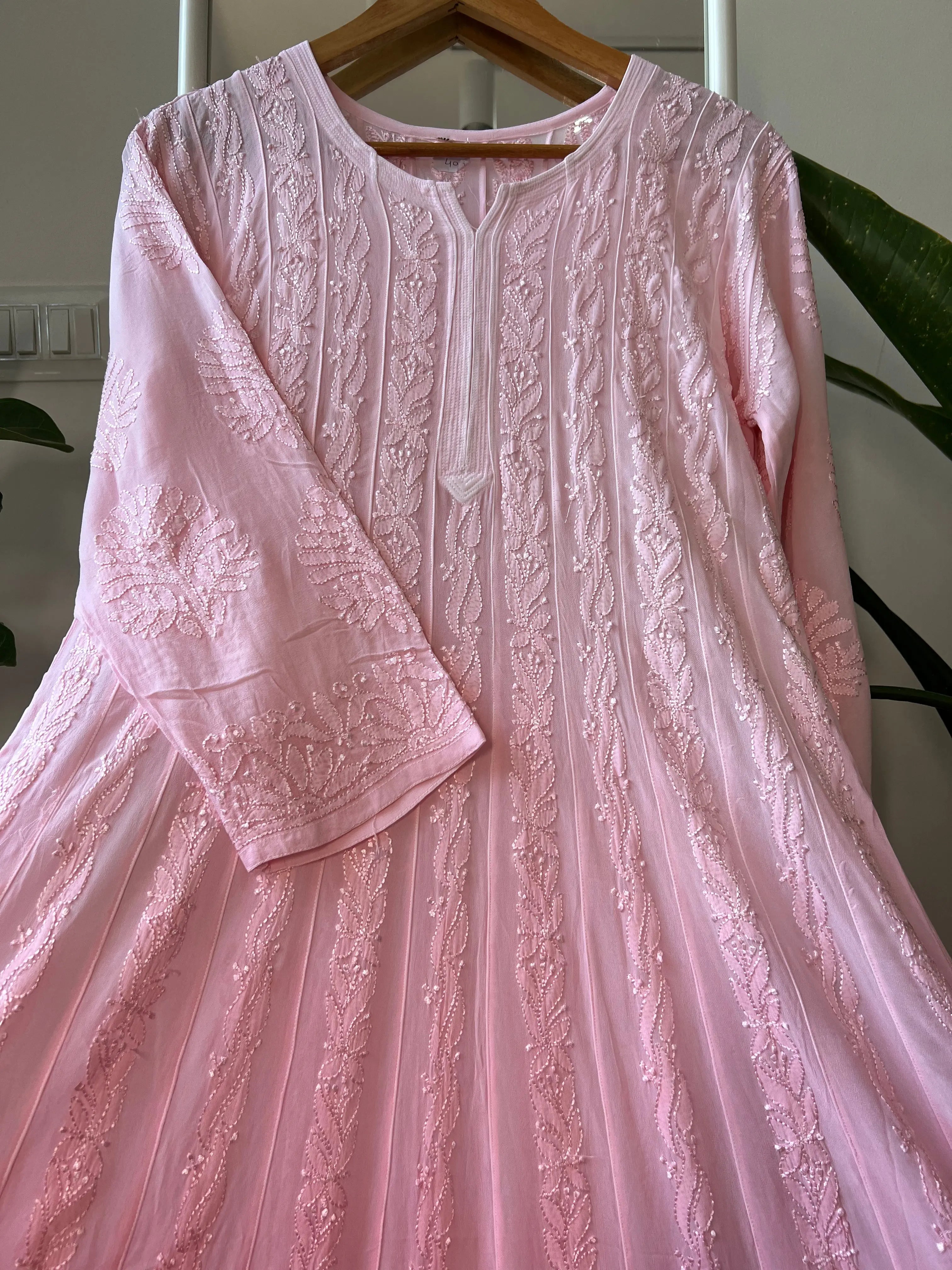 Viscose Chikankari Anarkali - Pink ARIAA CHIKANKARI