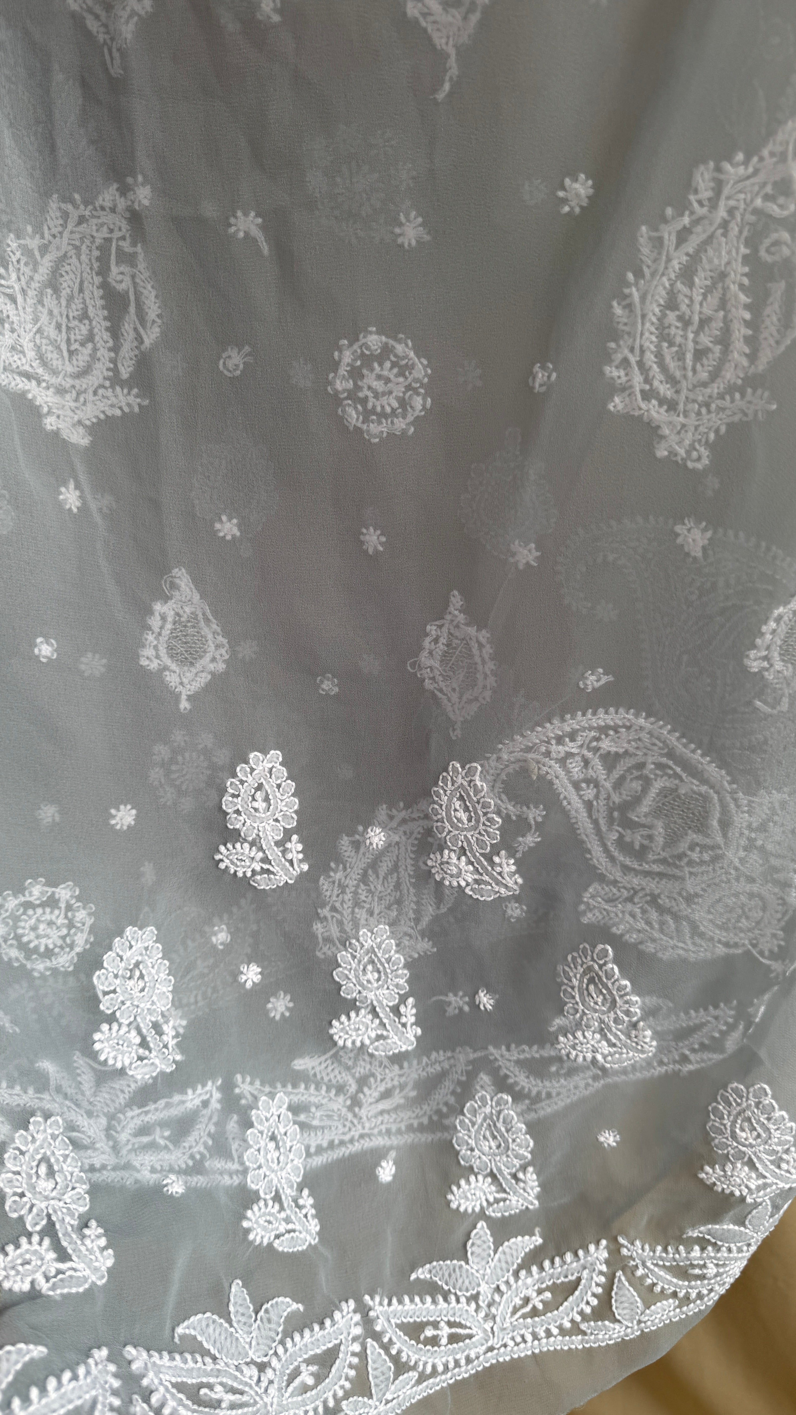Georgette Chikankari saree in Grey