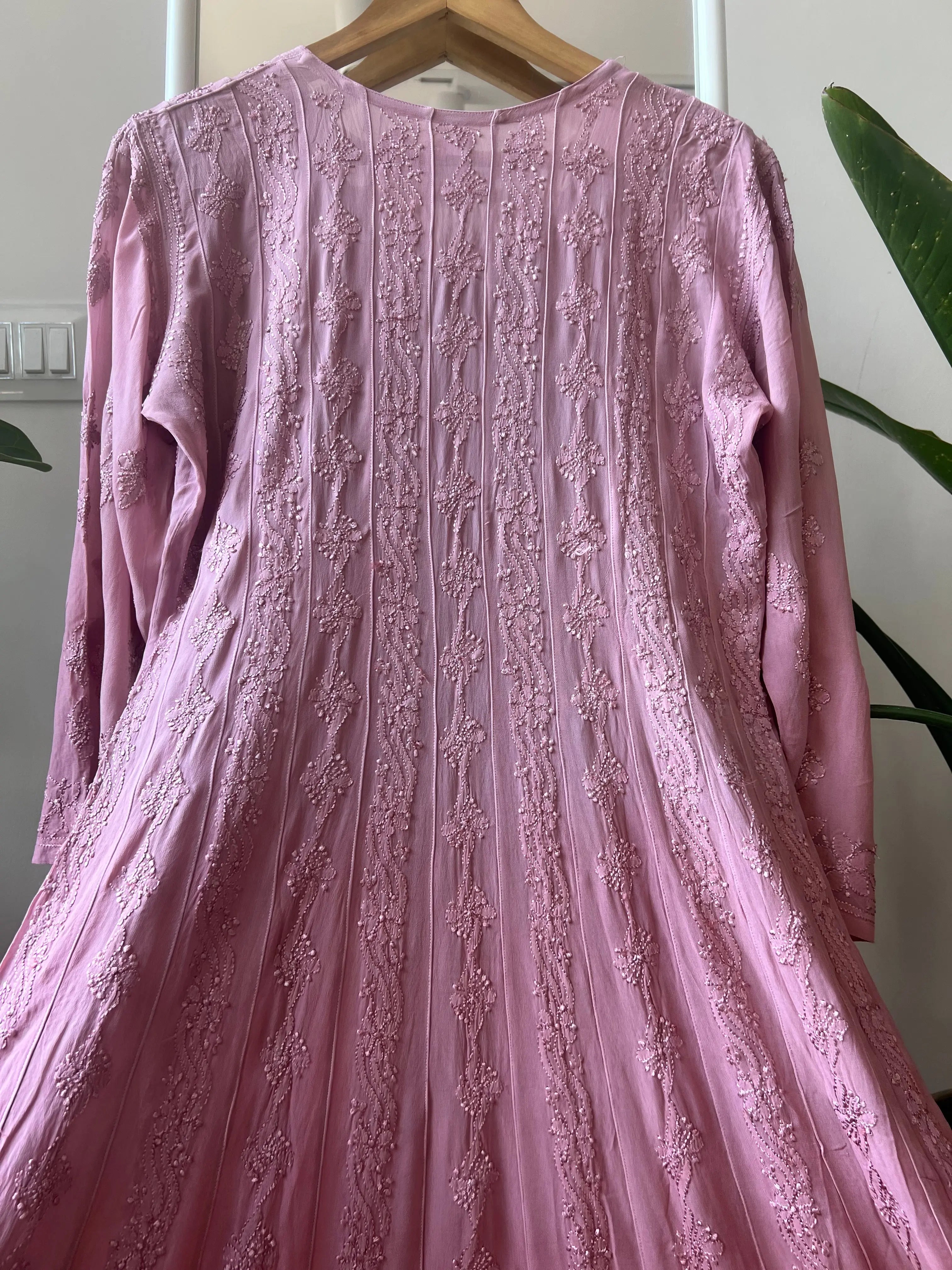 Viscose Chikankari Anarkali - Rosewood Ombre ARIAA CHIKANKARI