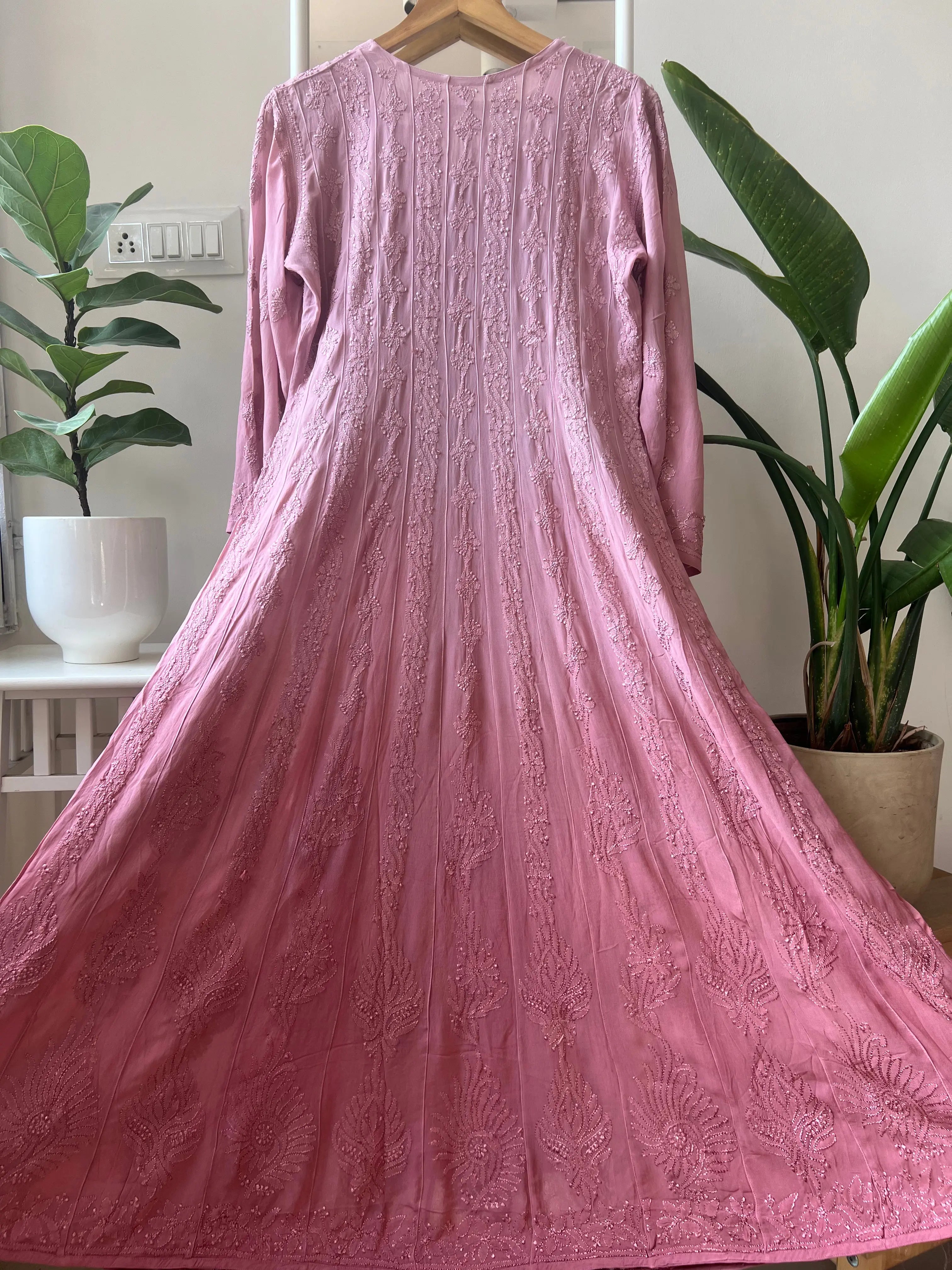 Viscose Chikankari Anarkali - Rosewood Ombre ARIAA CHIKANKARI