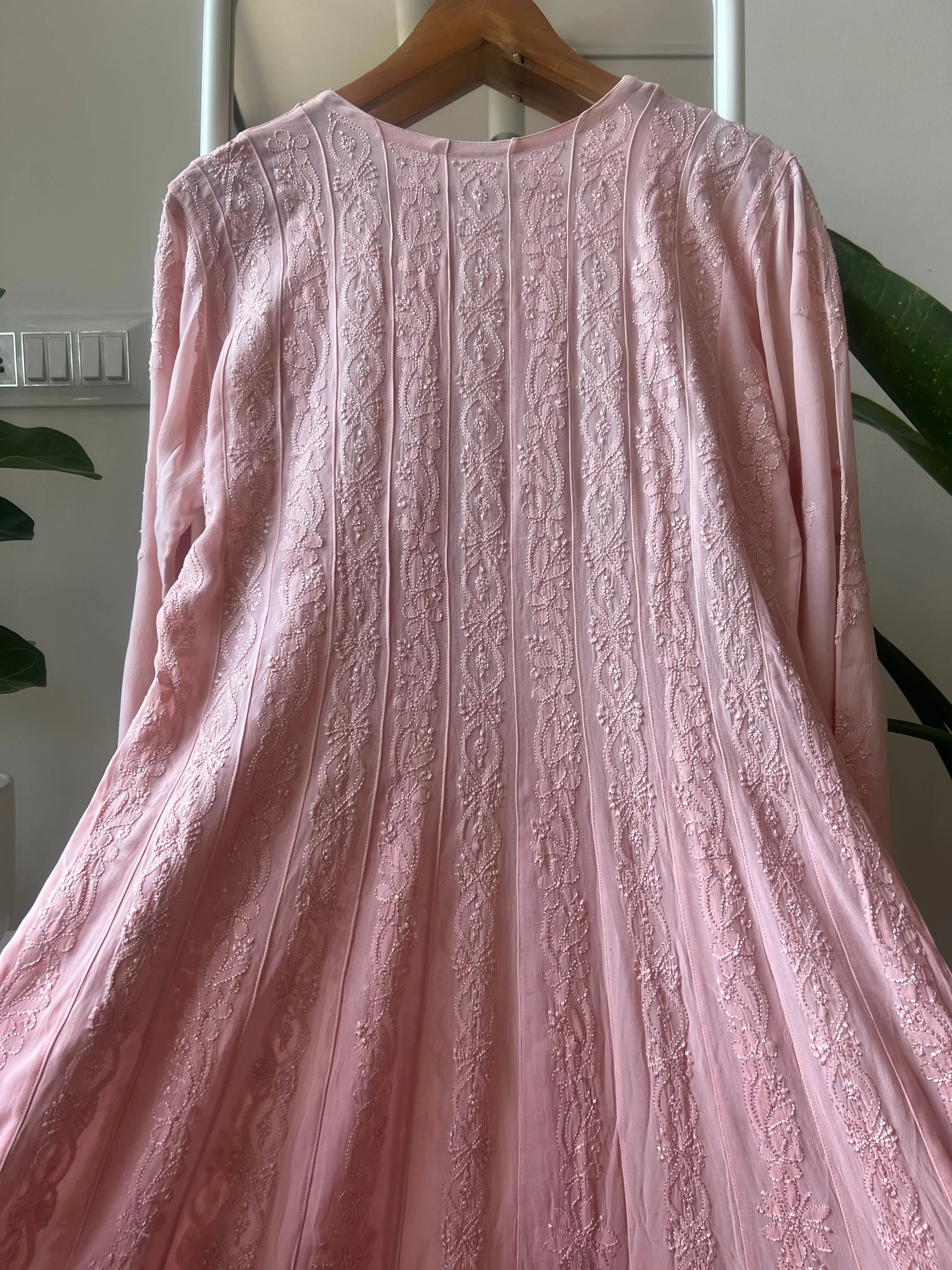 Viscose Chikankari Anarkali - Pale Pink Ombre ARIAA CHIKANKARI