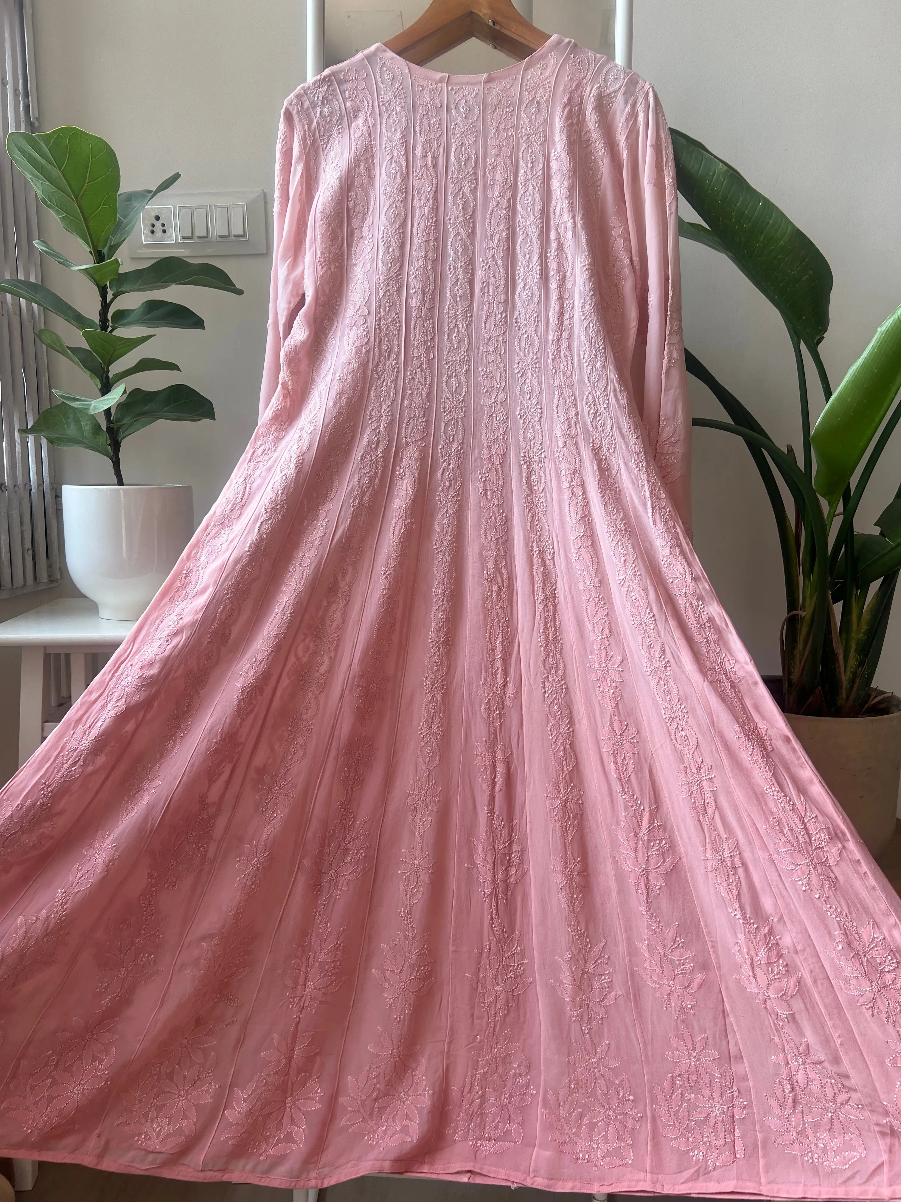 Viscose Chikankari Anarkali - Pale Pink Ombre ARIAA CHIKANKARI