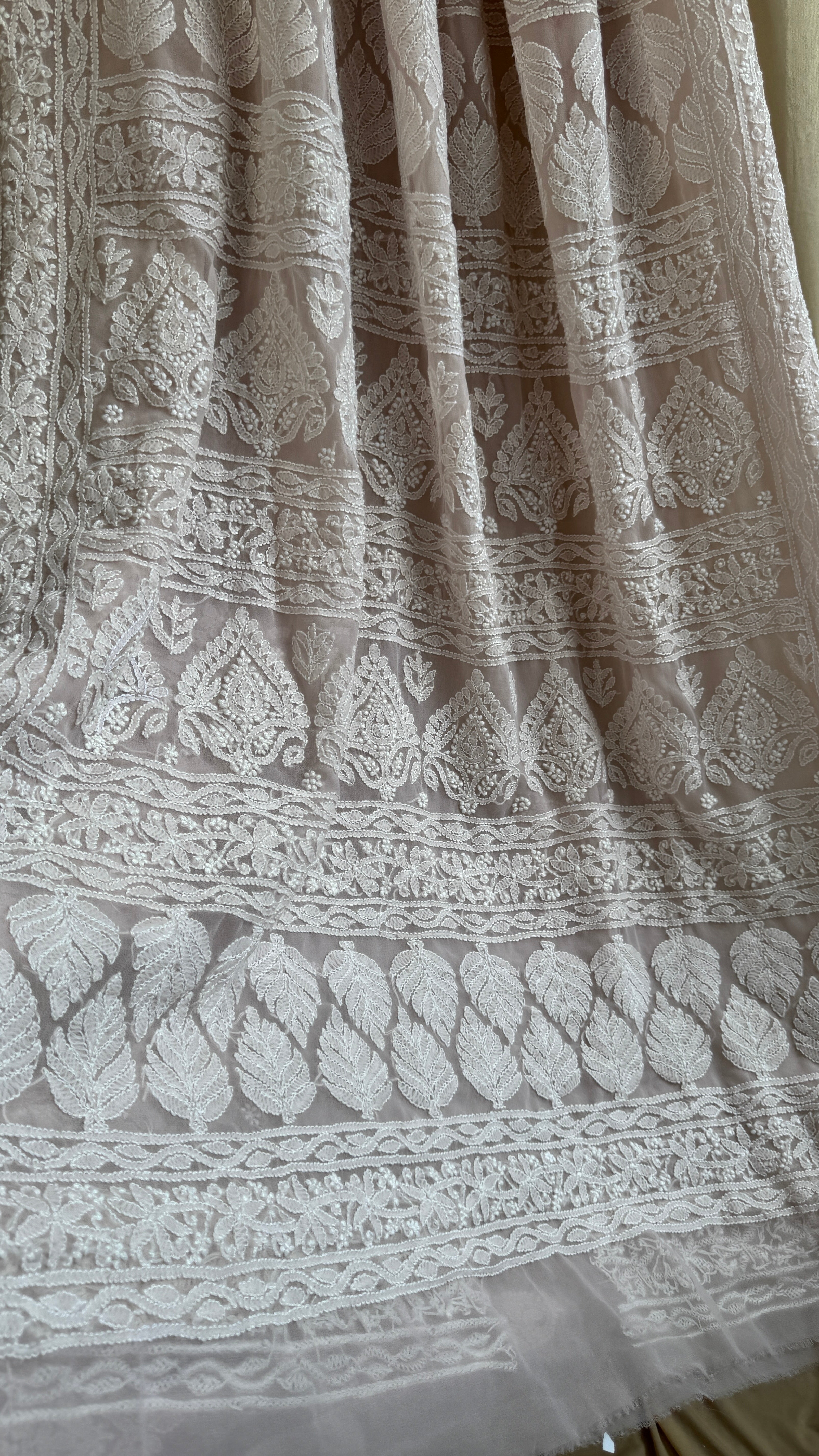 Georgette Chikankari saree in Fawn