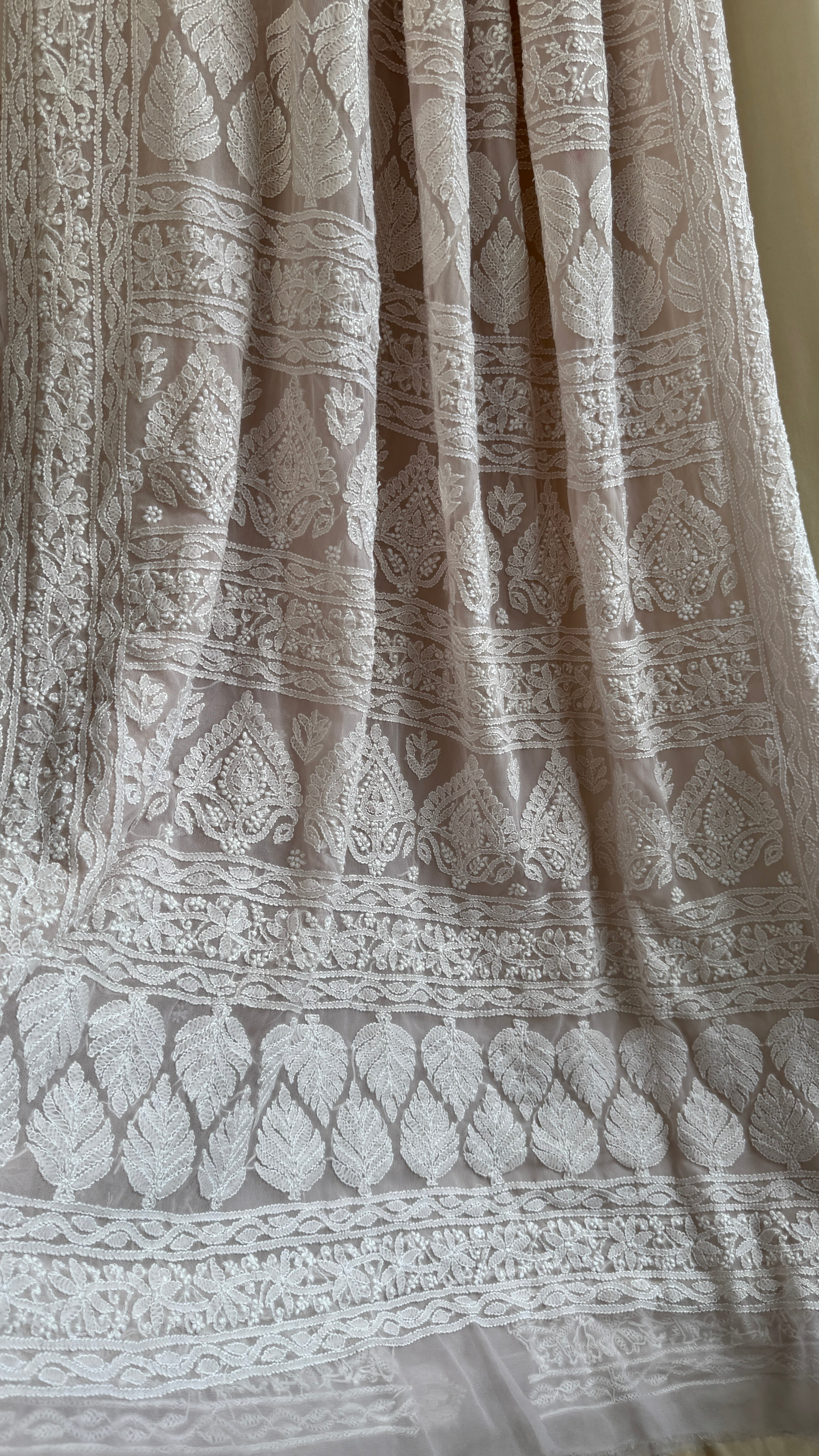 Georgette Chikankari saree in Fawn