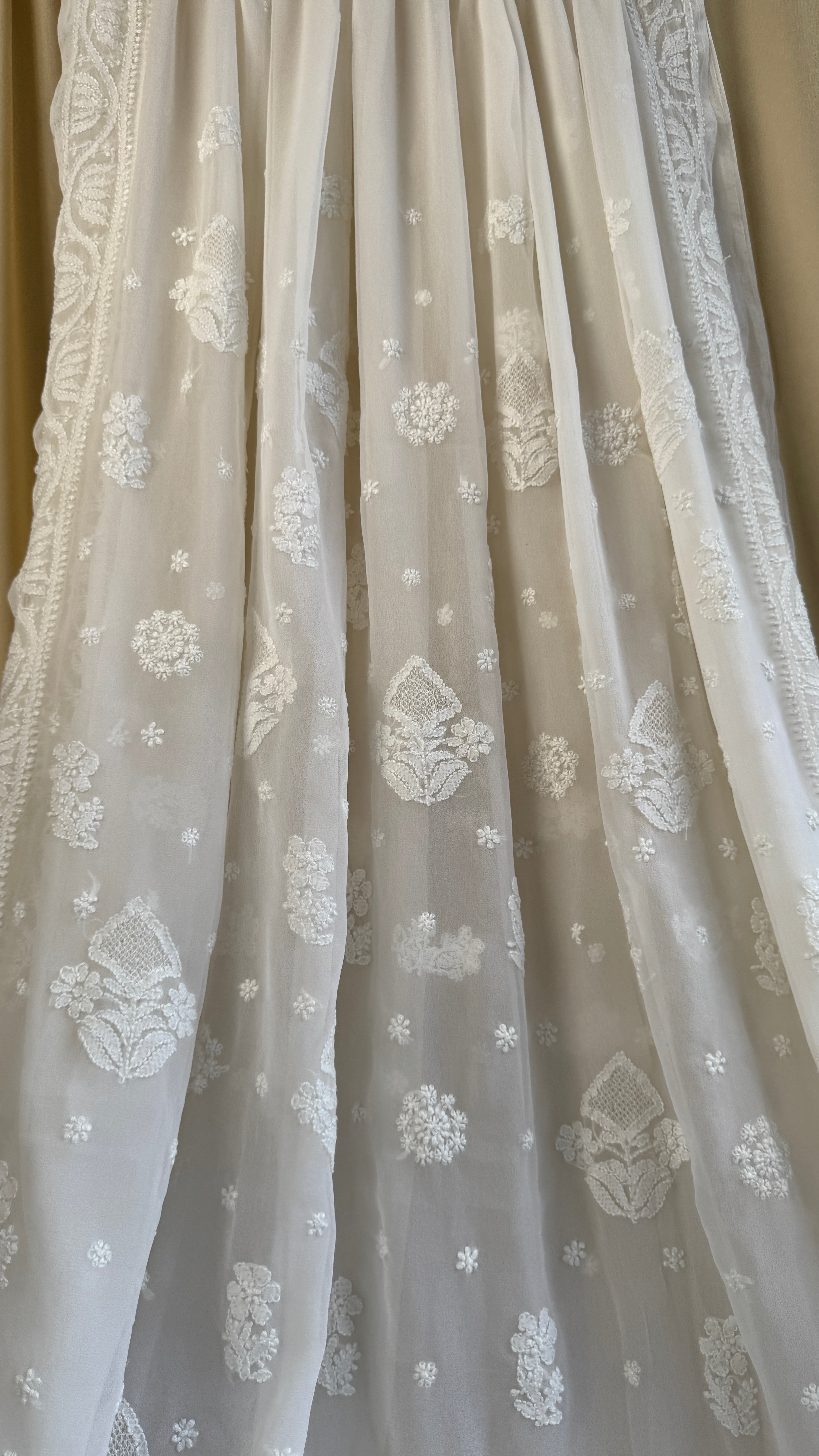 Georgette Chikankari saree in White