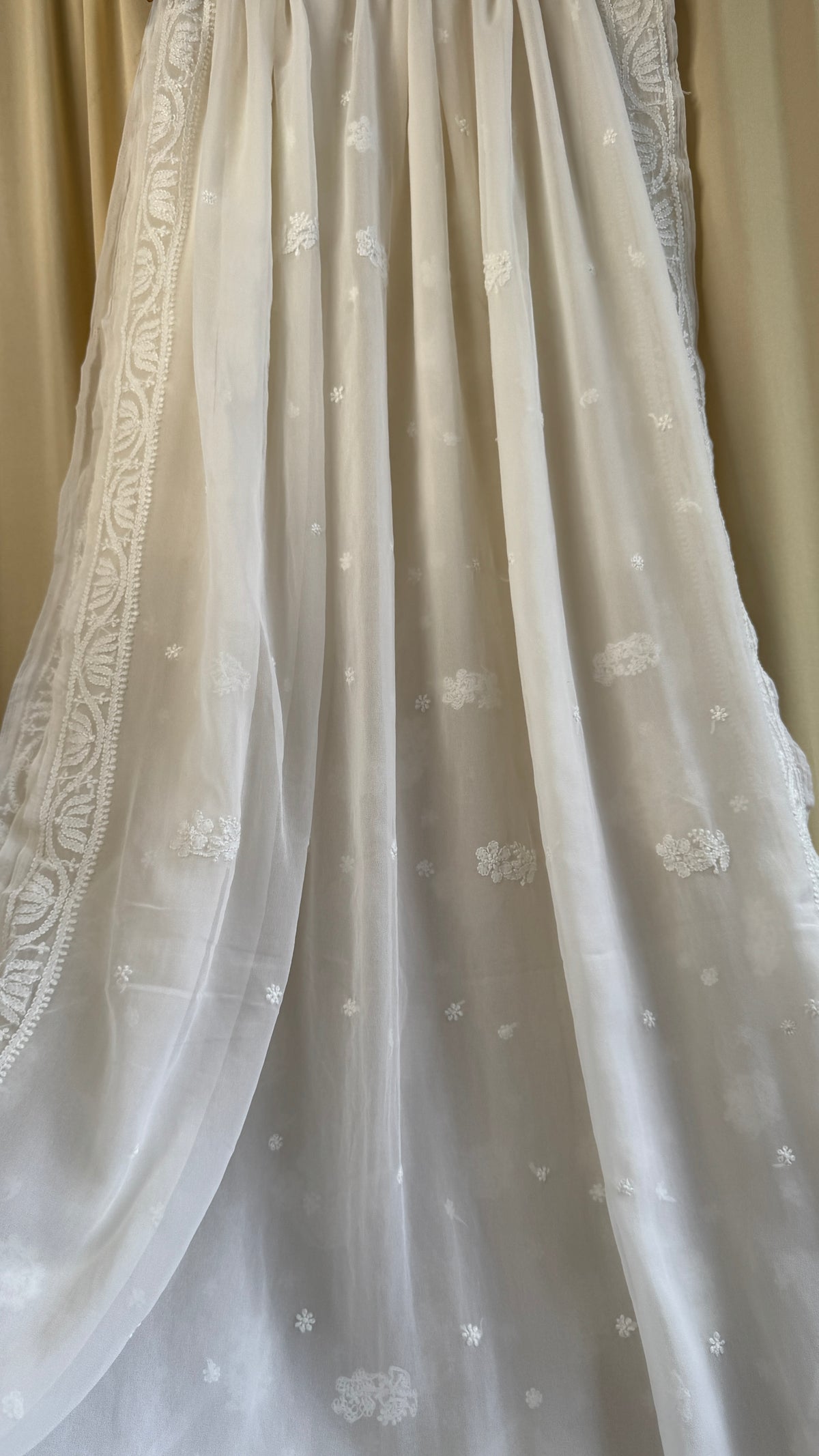Georgette Chikankari saree in White
