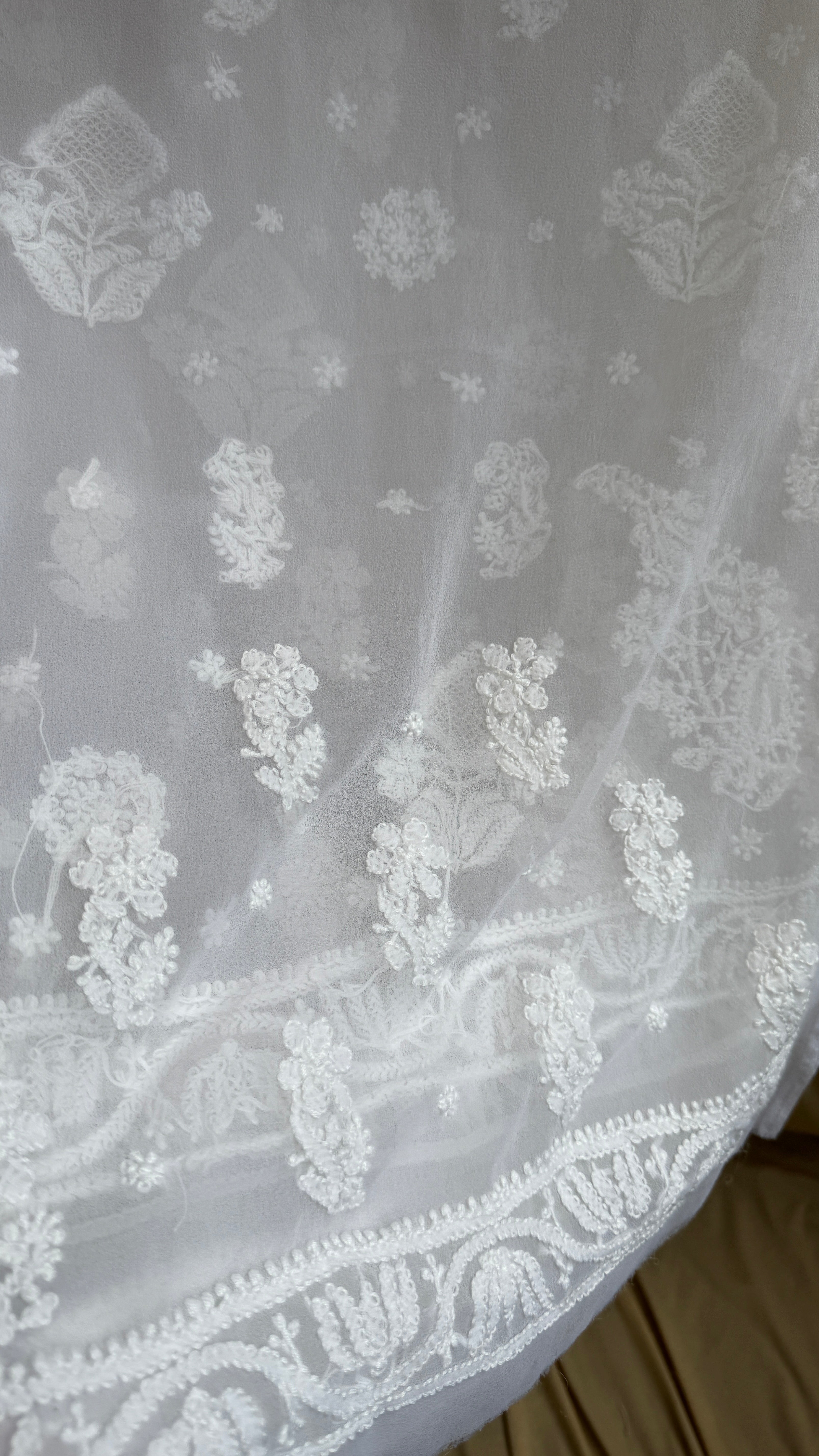 Georgette Chikankari saree in White