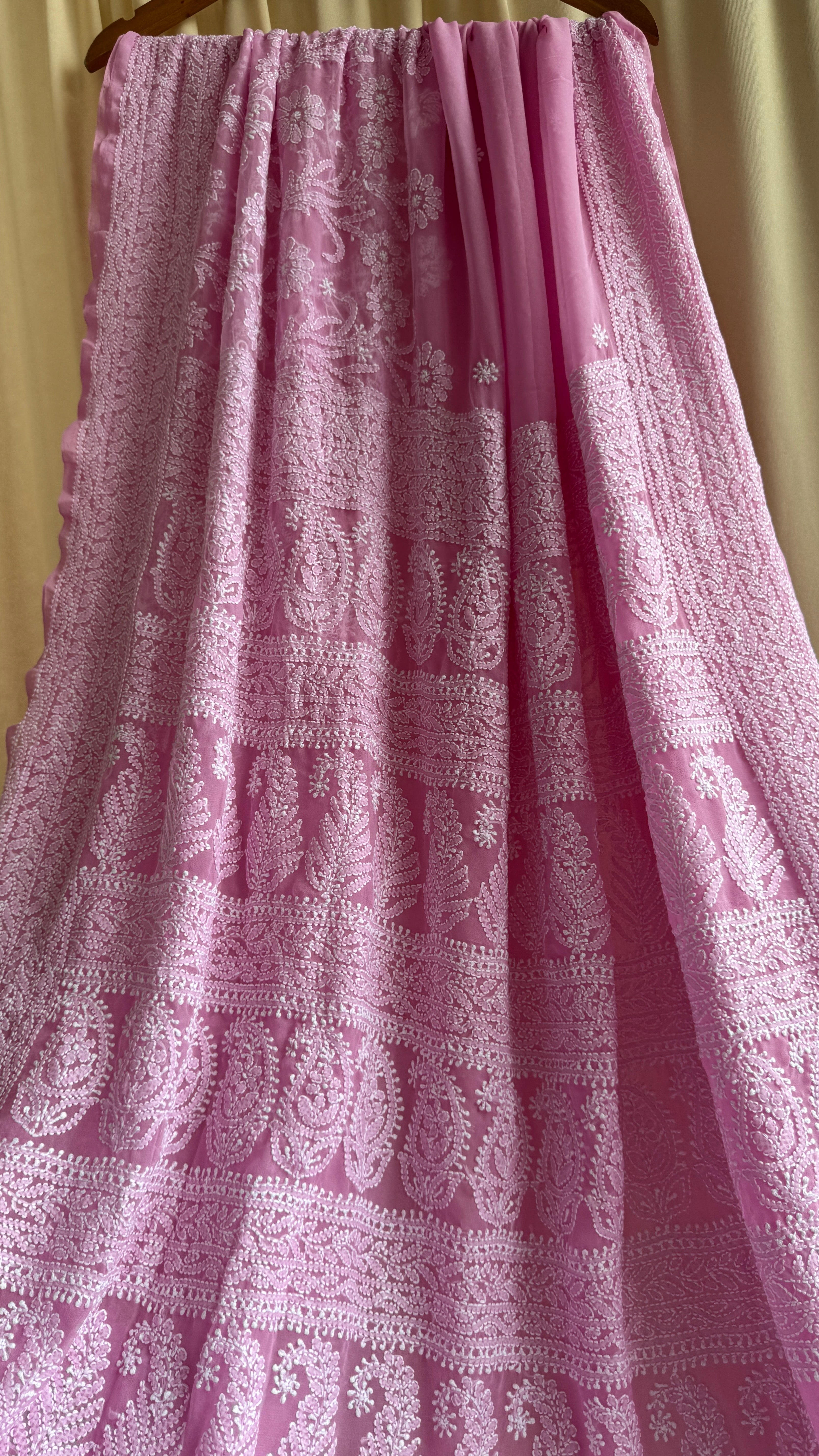 Georgette Chikankari saree in Pink