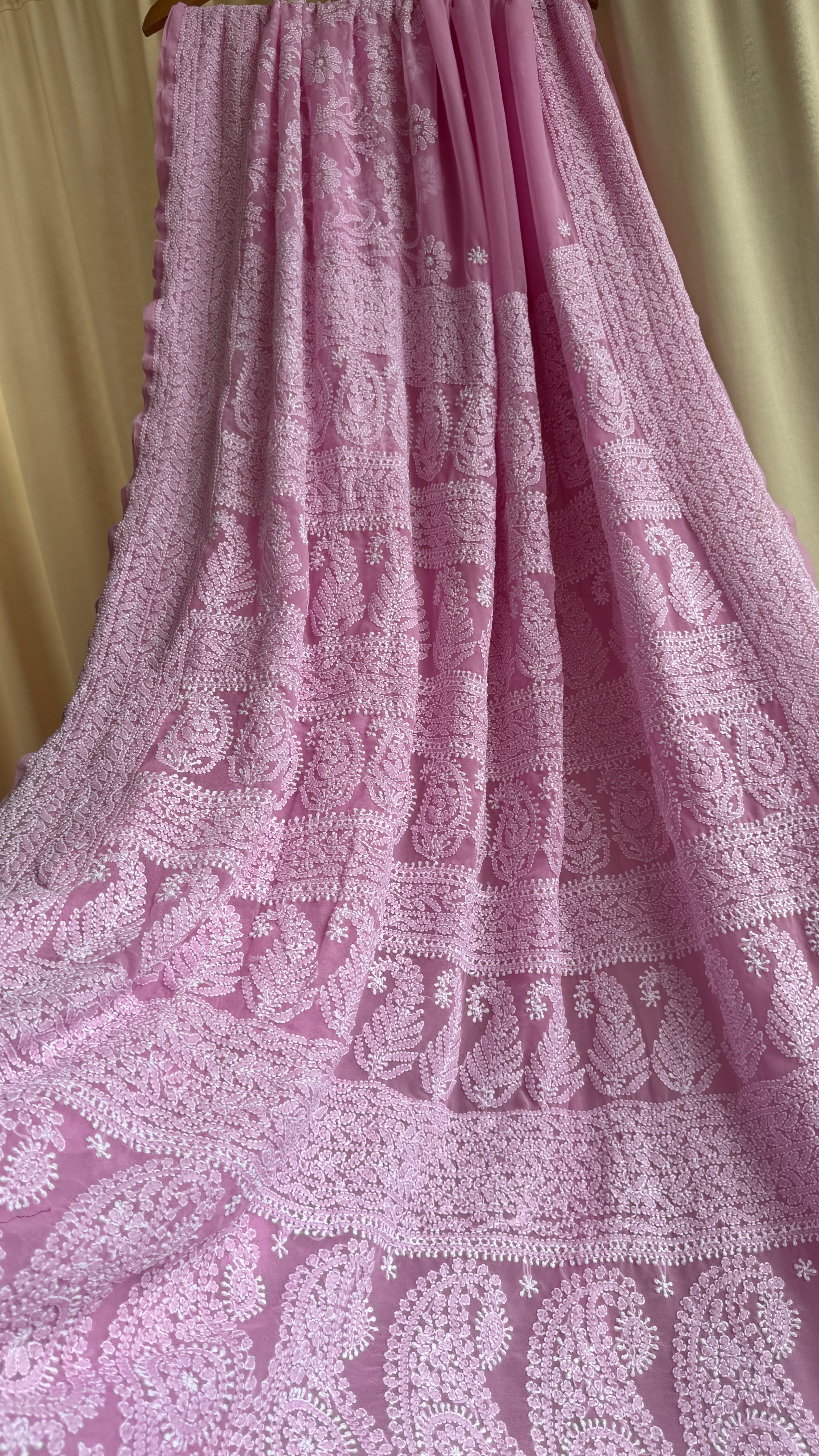 Georgette Chikankari saree in Pink