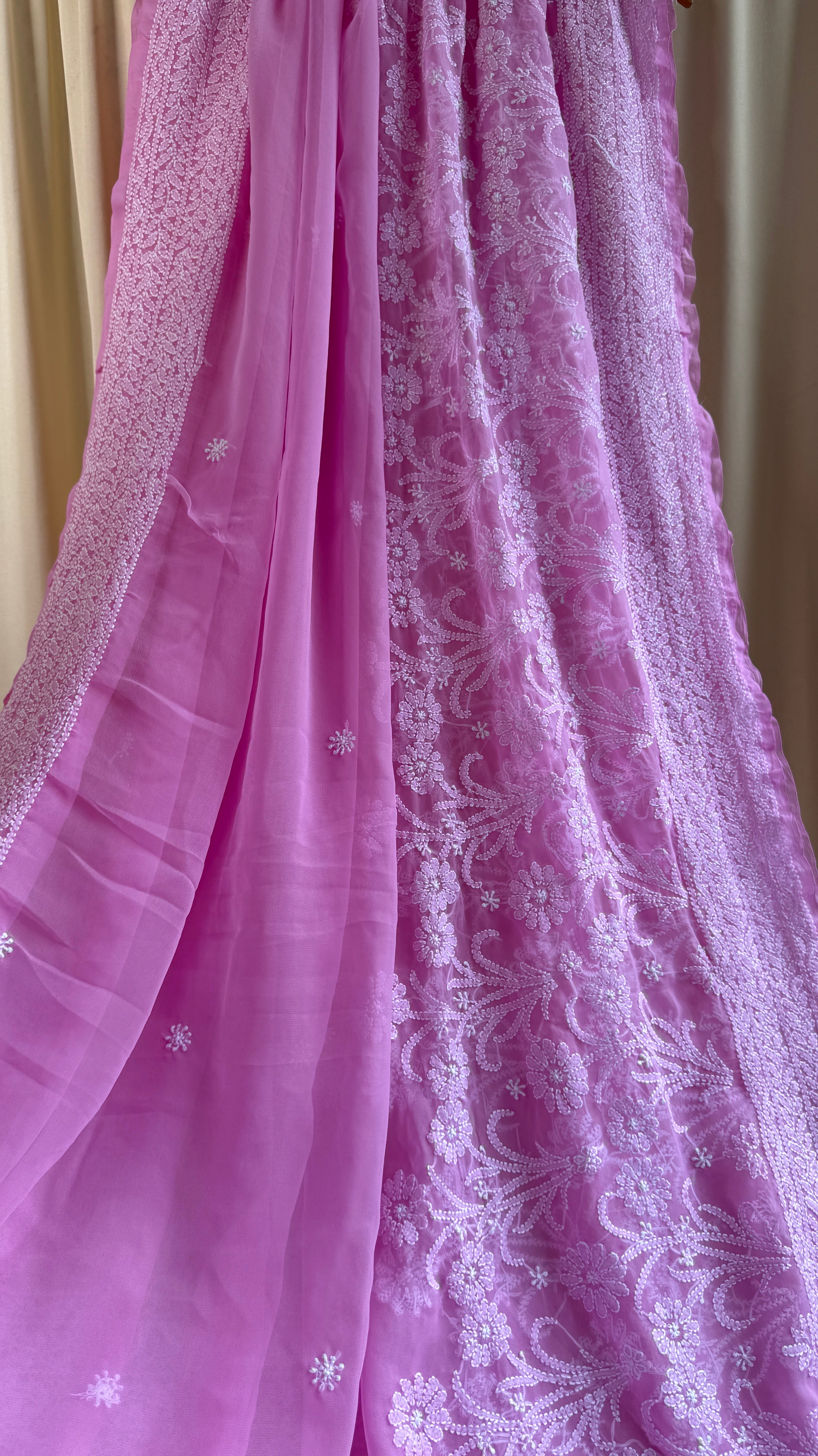 Georgette Chikankari saree in Pink