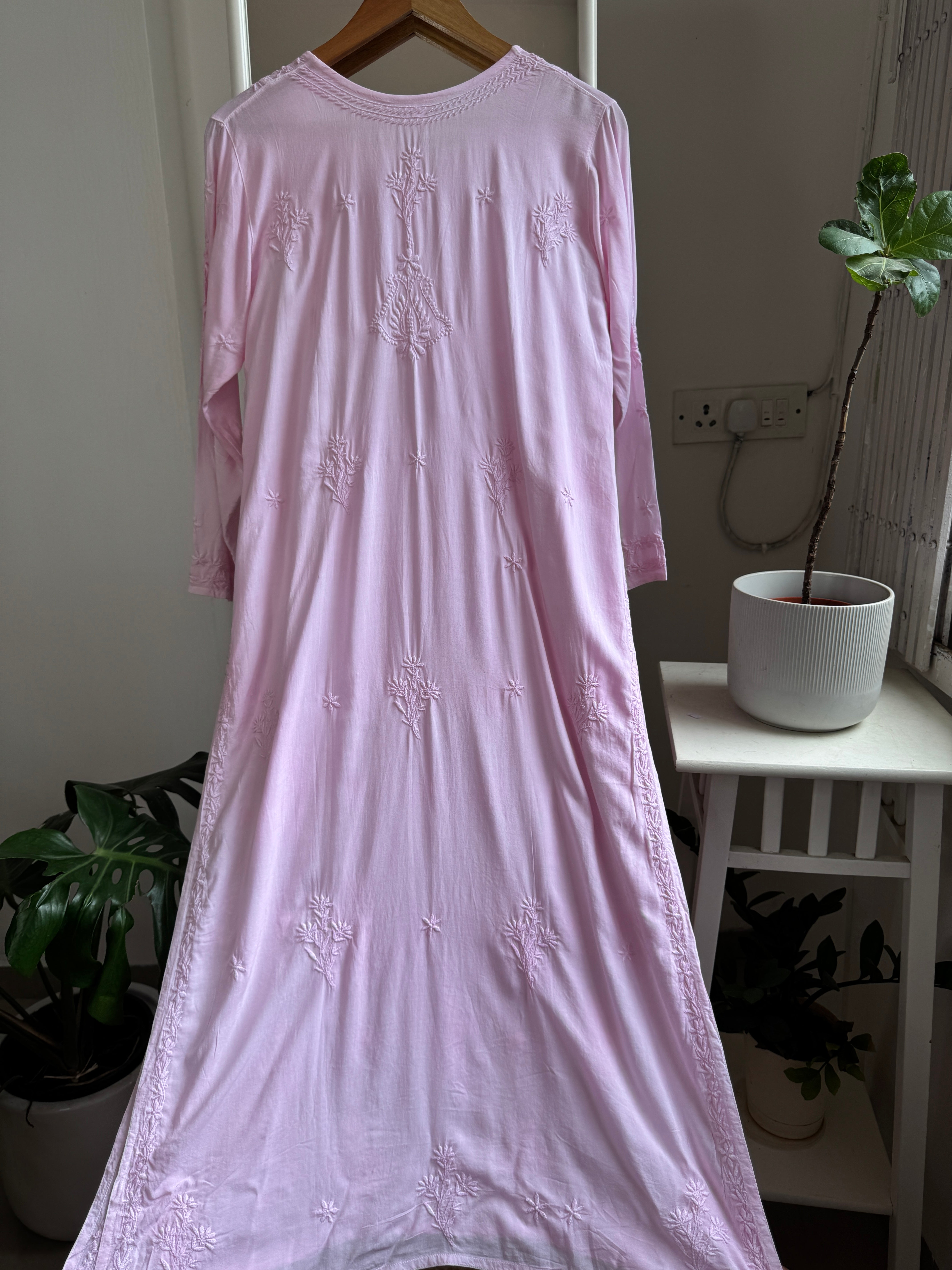 Premium Modal Chikankari Cotton Kurti - Pink - Noor Collection ARIAA CHIKANKARI