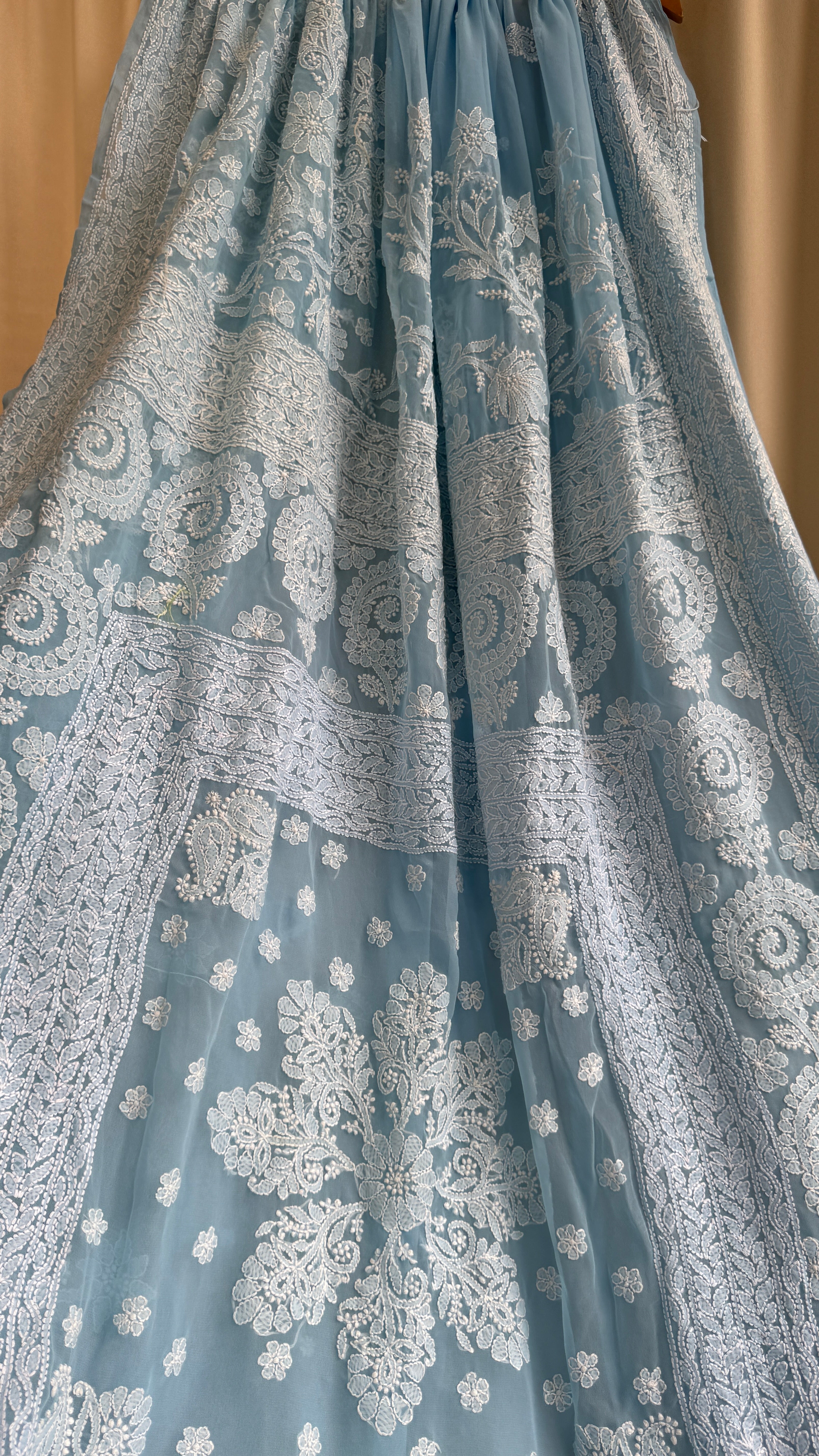 Georgette Chikankari saree in Blue