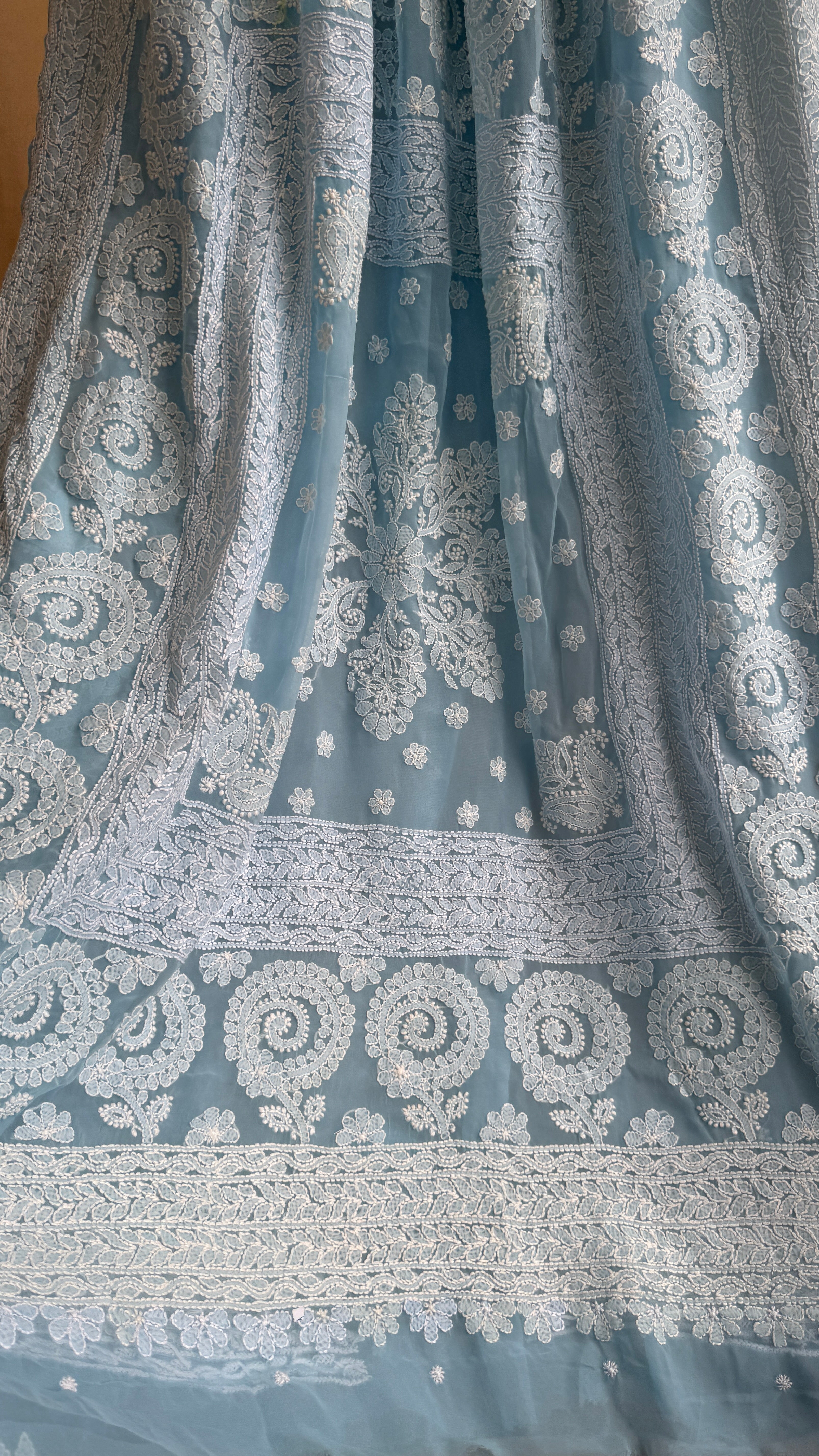 Georgette Chikankari saree in Blue