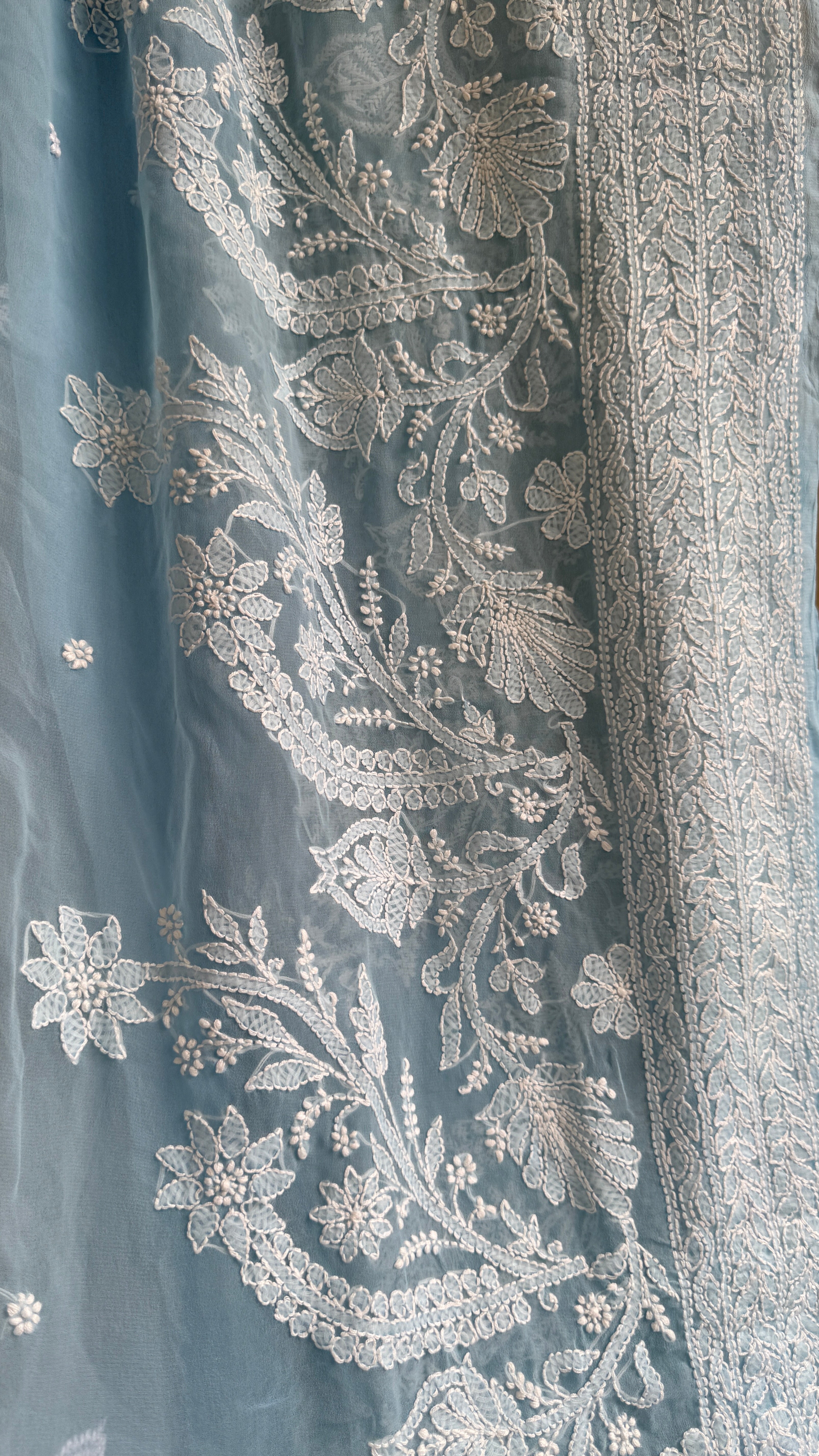 Georgette Chikankari saree in Blue