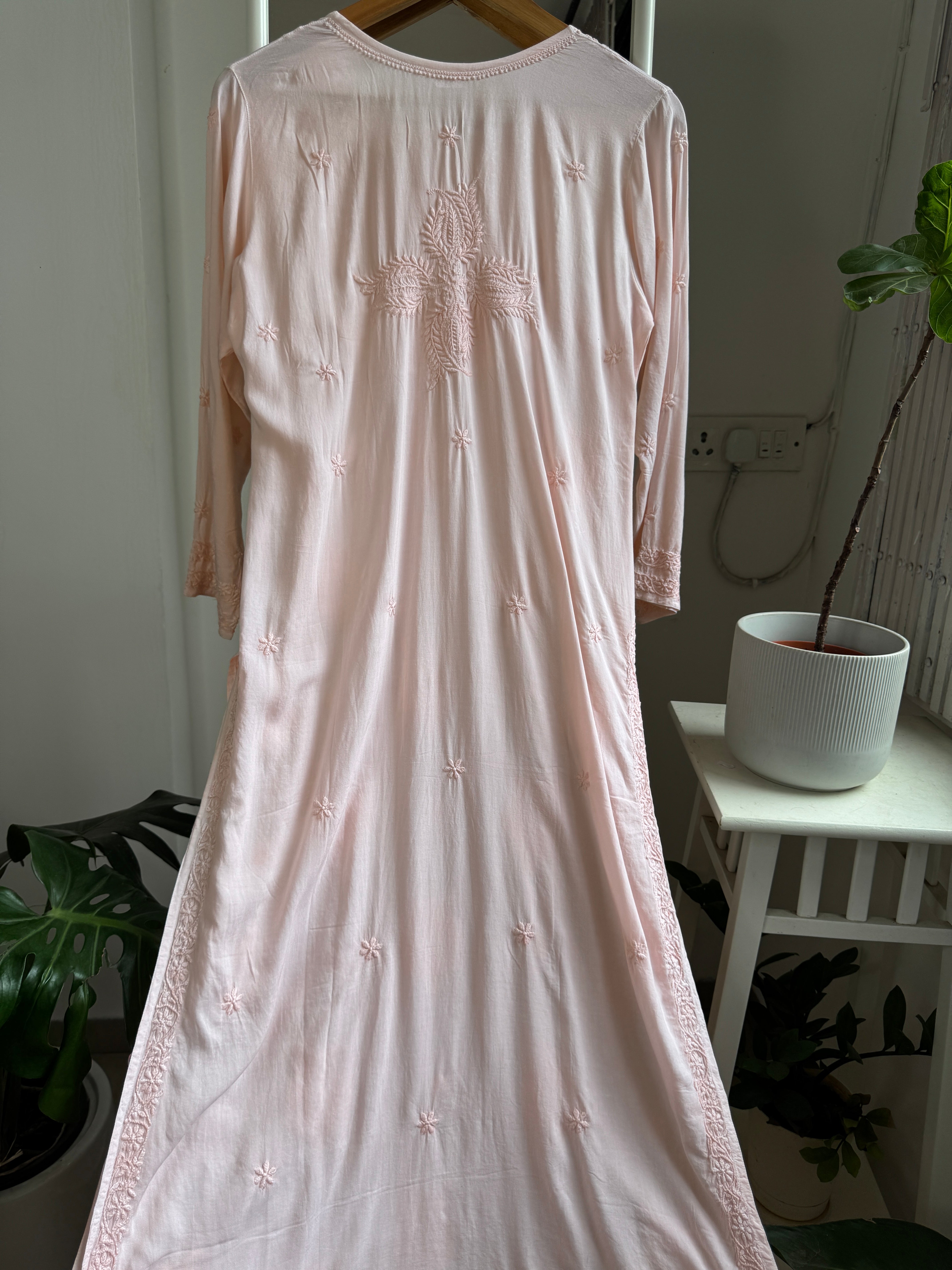 Premium Modal Chikankari Cotton Kurti - Pale Pink - Noor Collection ARIAA CHIKANKARI