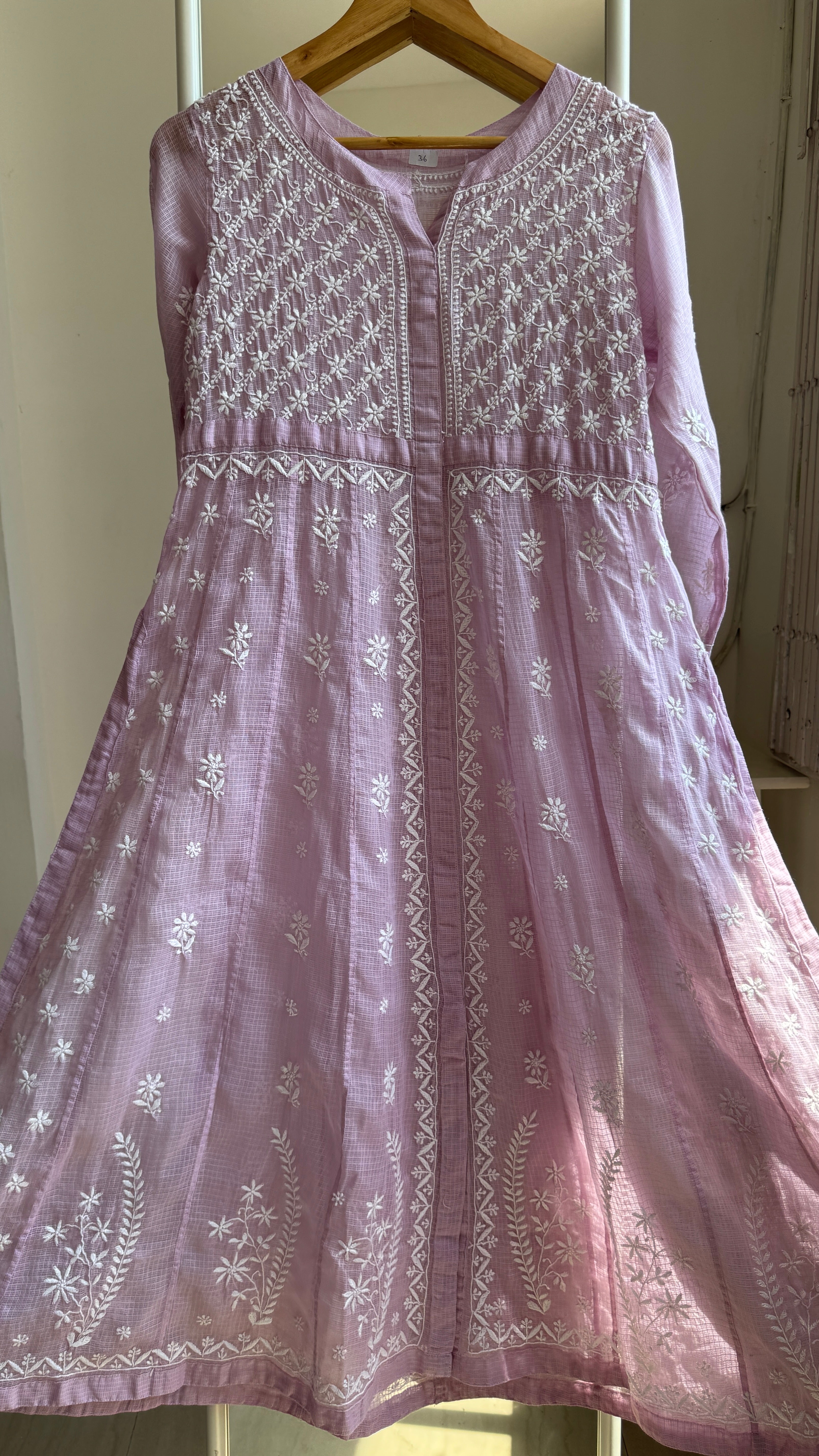 Kota Cotton Chikankari Anarkali - Mauve- SITARA Collection