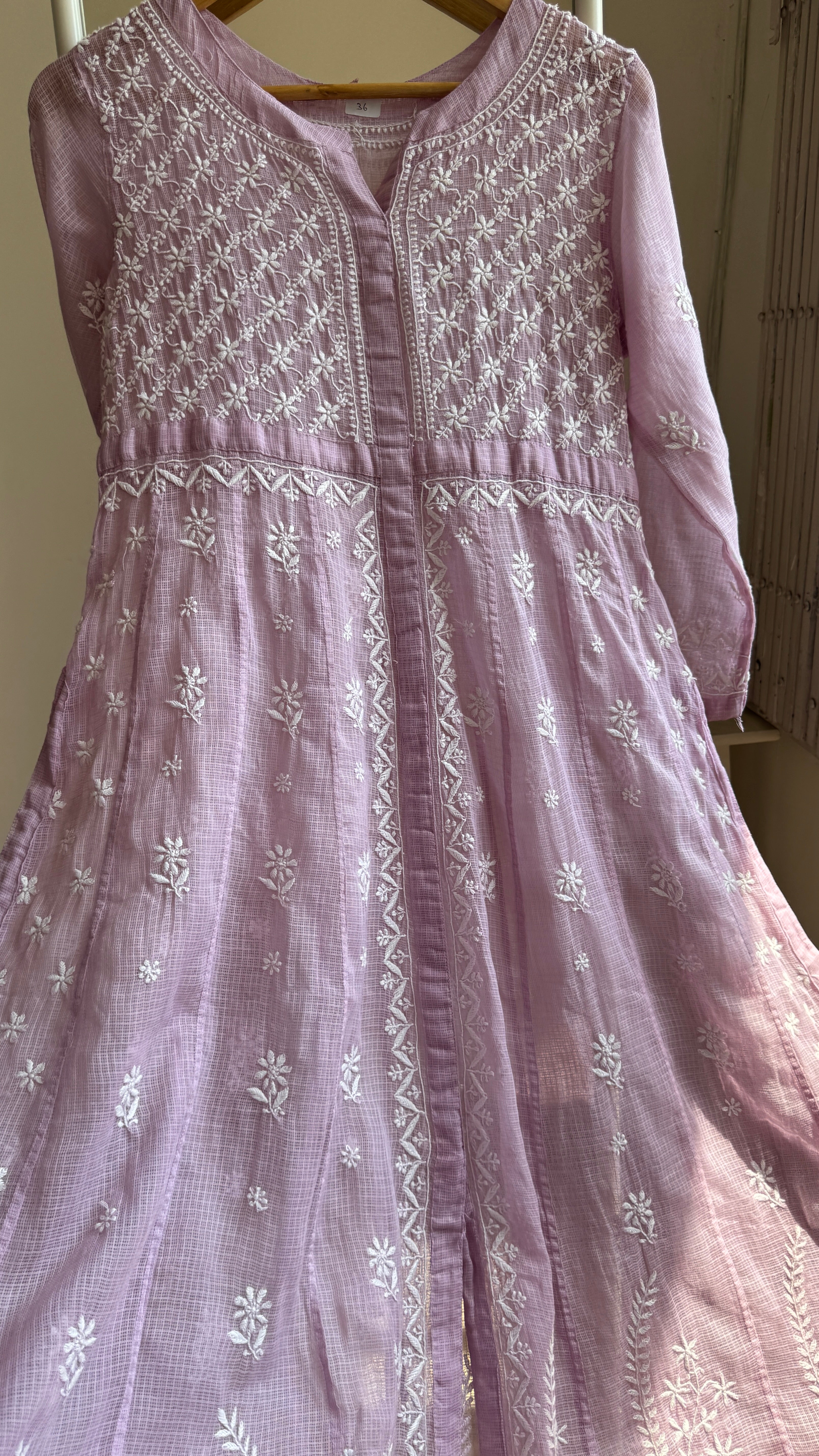 Kota Cotton Chikankari Anarkali - Mauve- SITARA Collection