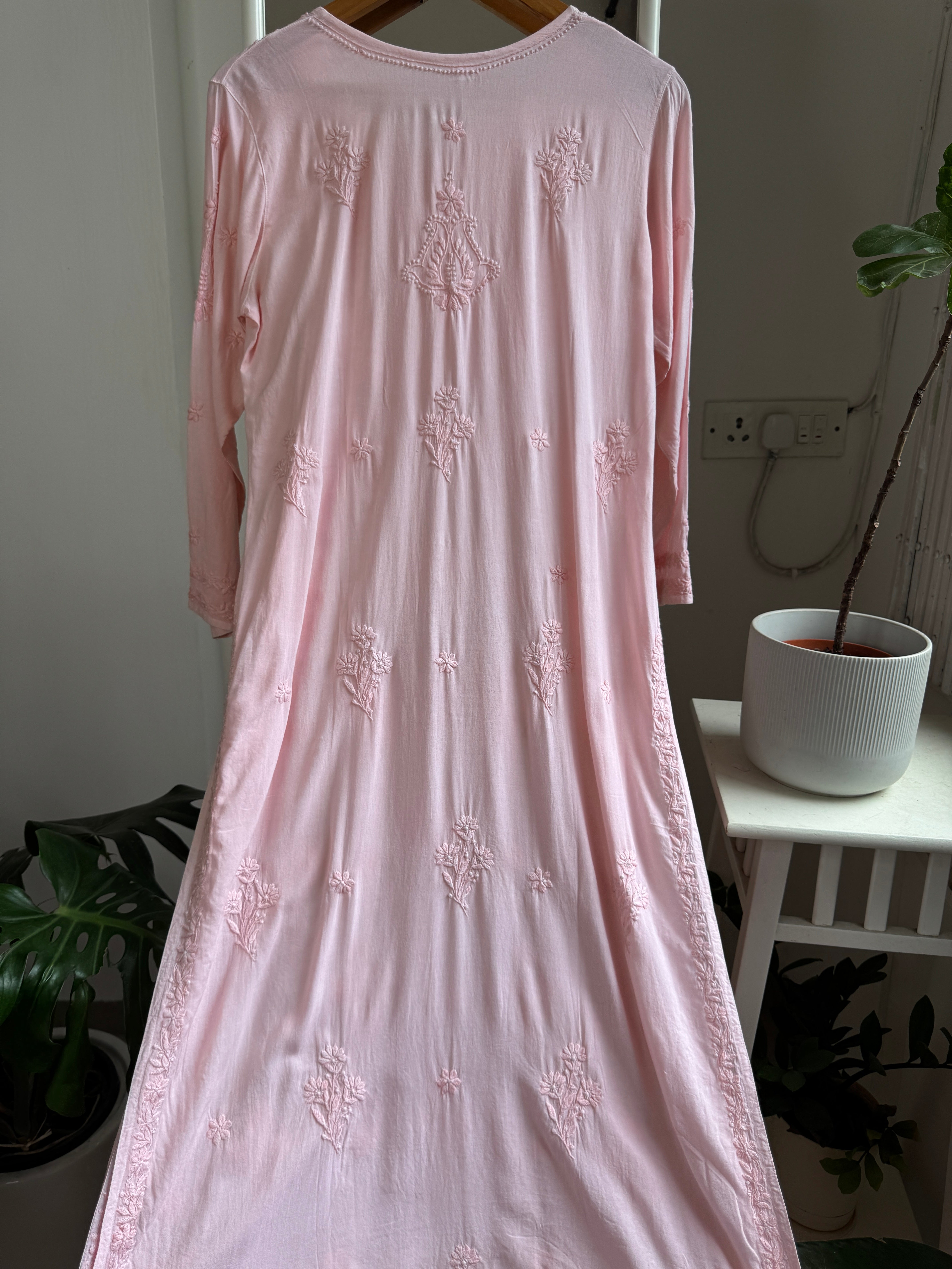 Premium Modal Chikankari Cotton Kurti - Peach - Noor Collection ARIAA CHIKANKARI