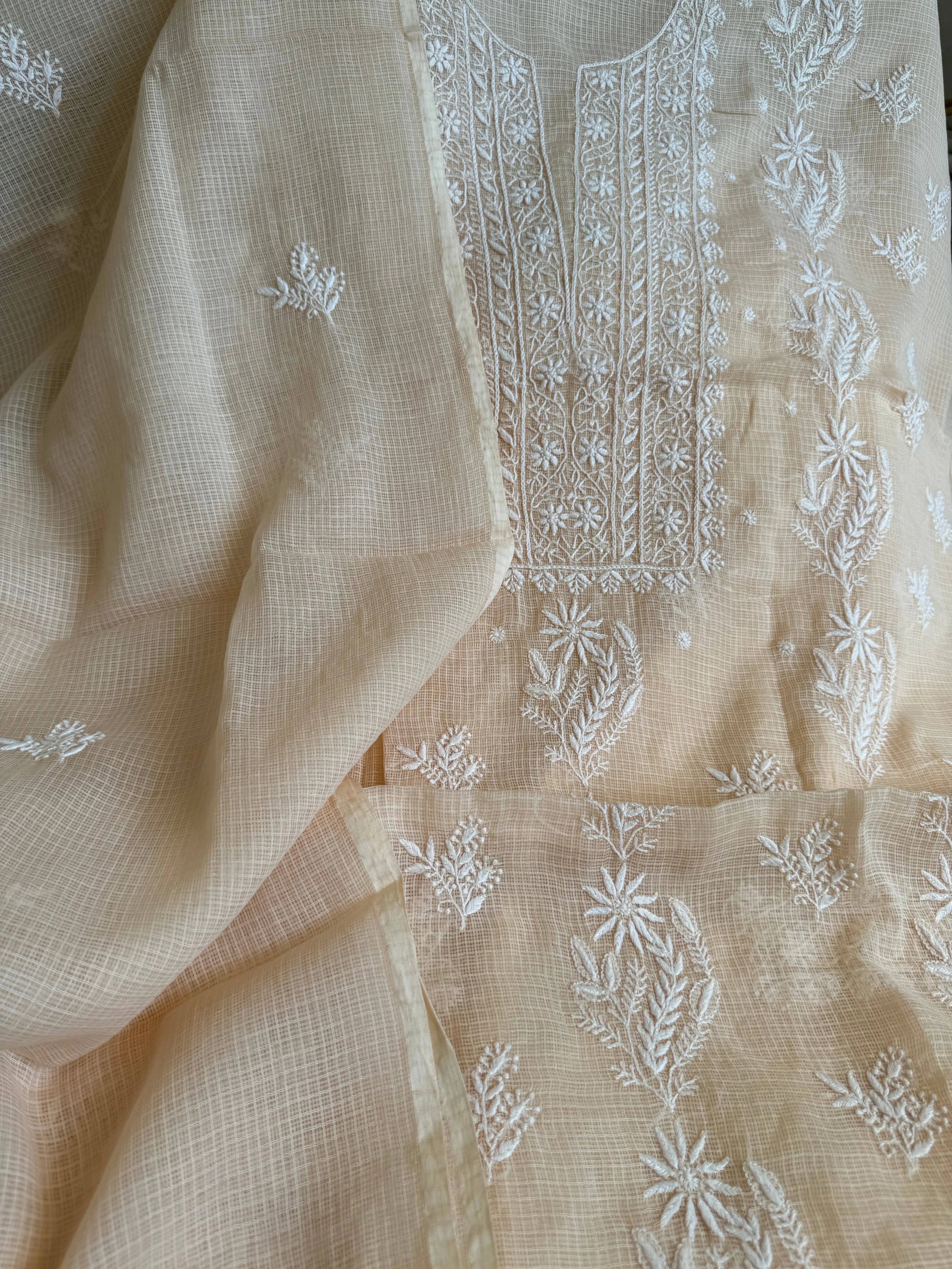 Kota Length with Dupatta - Beige ARIAA CHIKANKARI