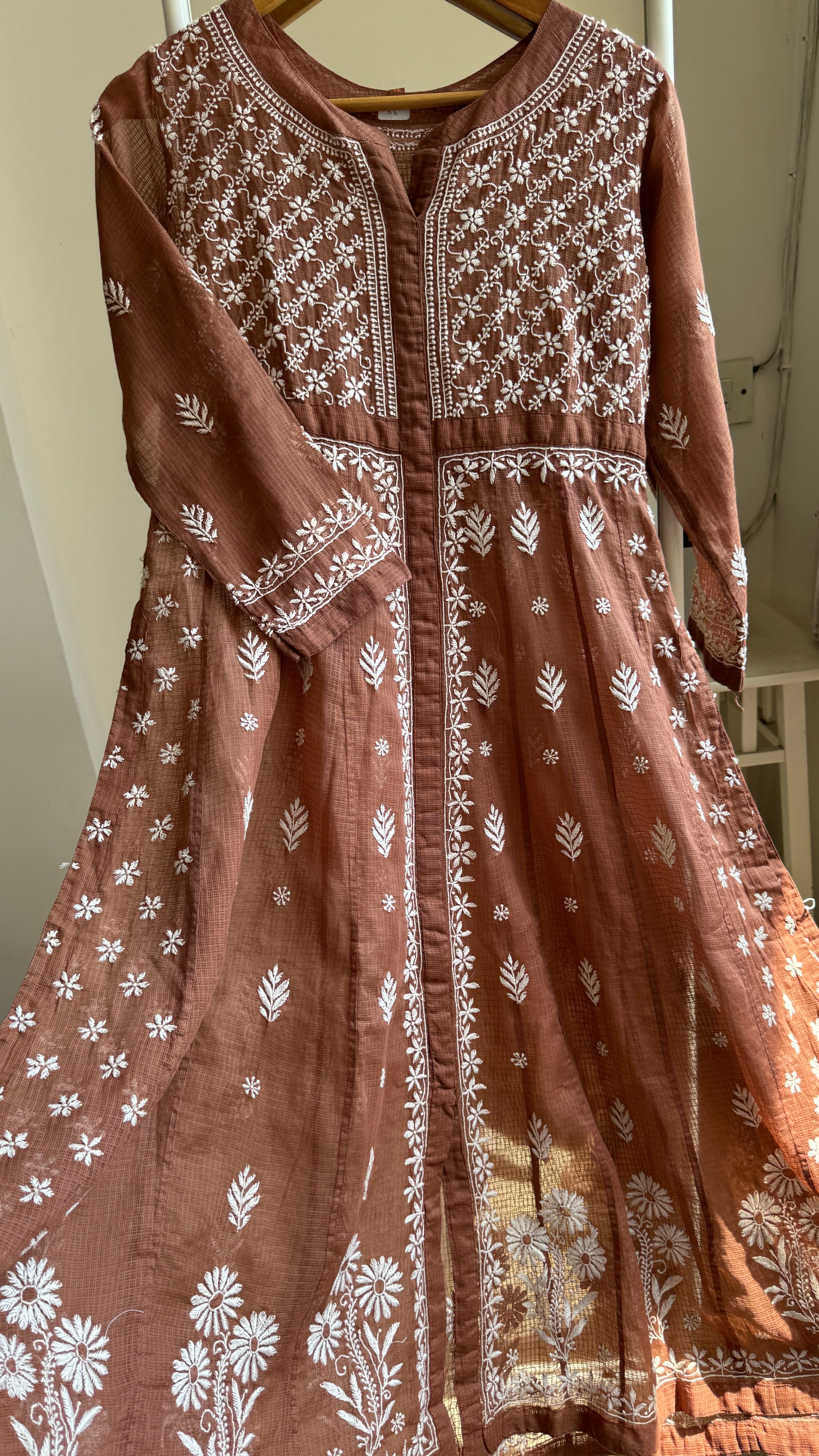 Kota Cotton Chikankari Anarkali - Brown - SITARA Collection
