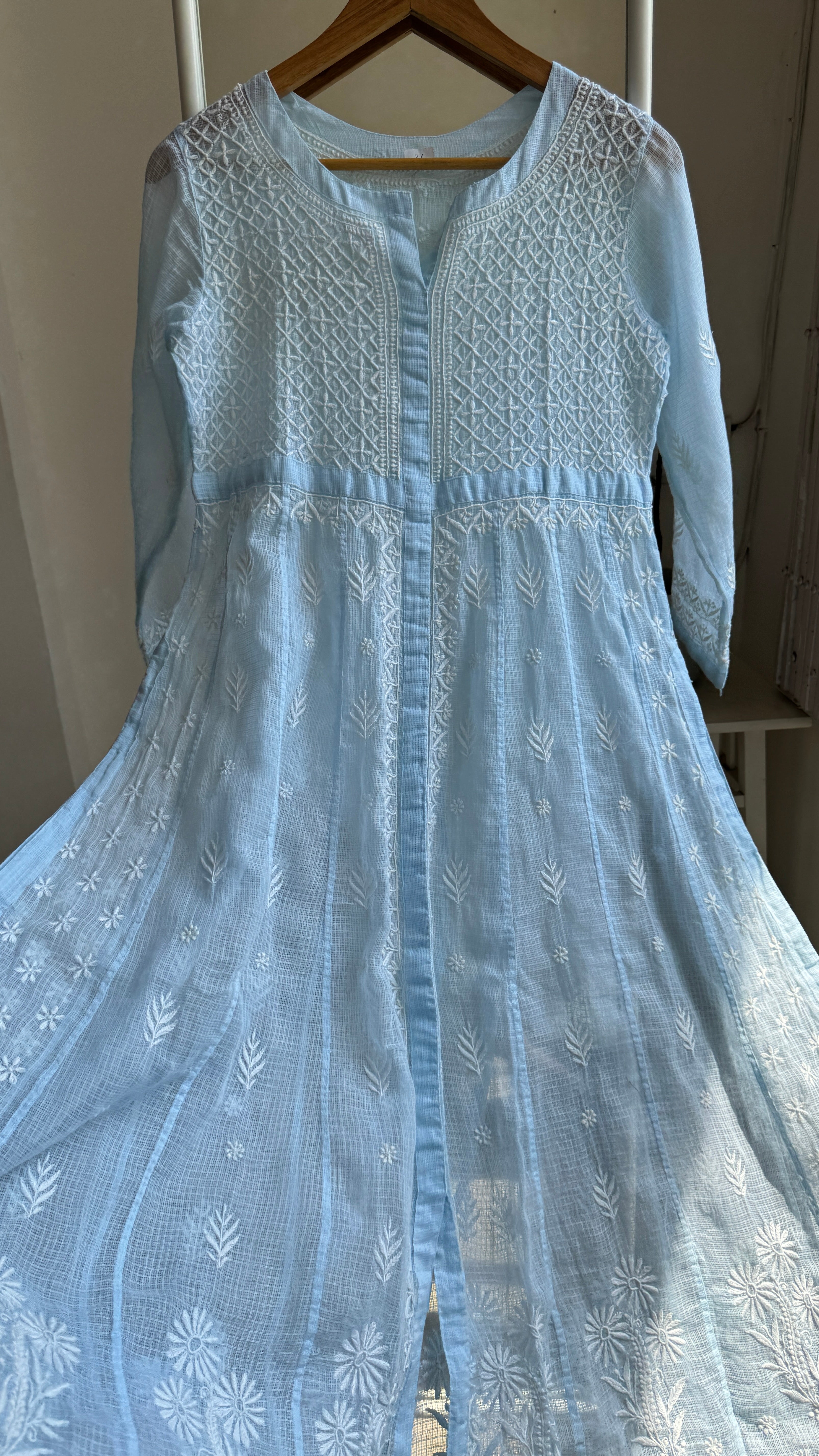 Kota Cotton Chikankari Anarkali - Blue- SITARA Collection