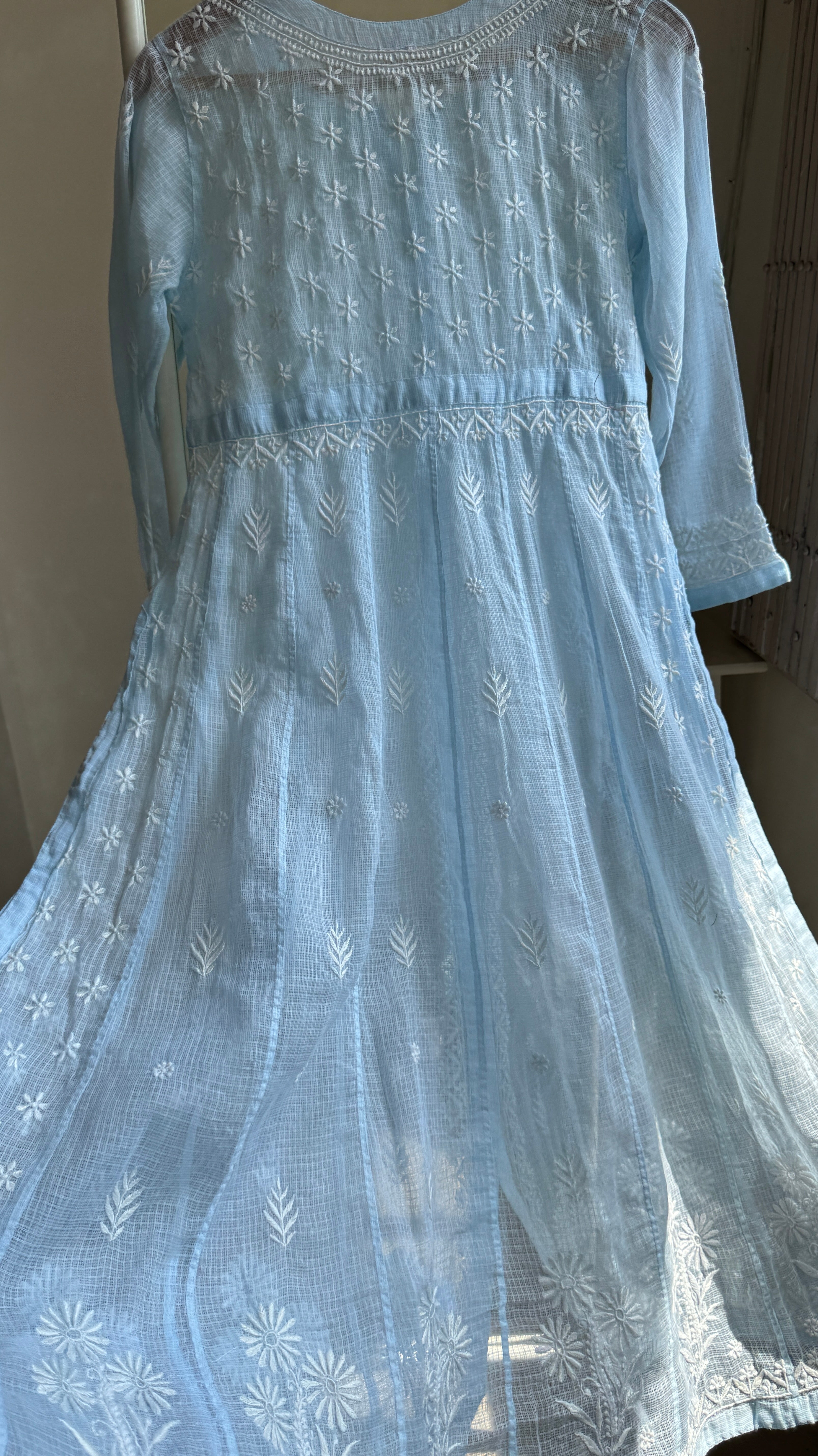Kota Cotton Chikankari Anarkali - Blue- SITARA Collection