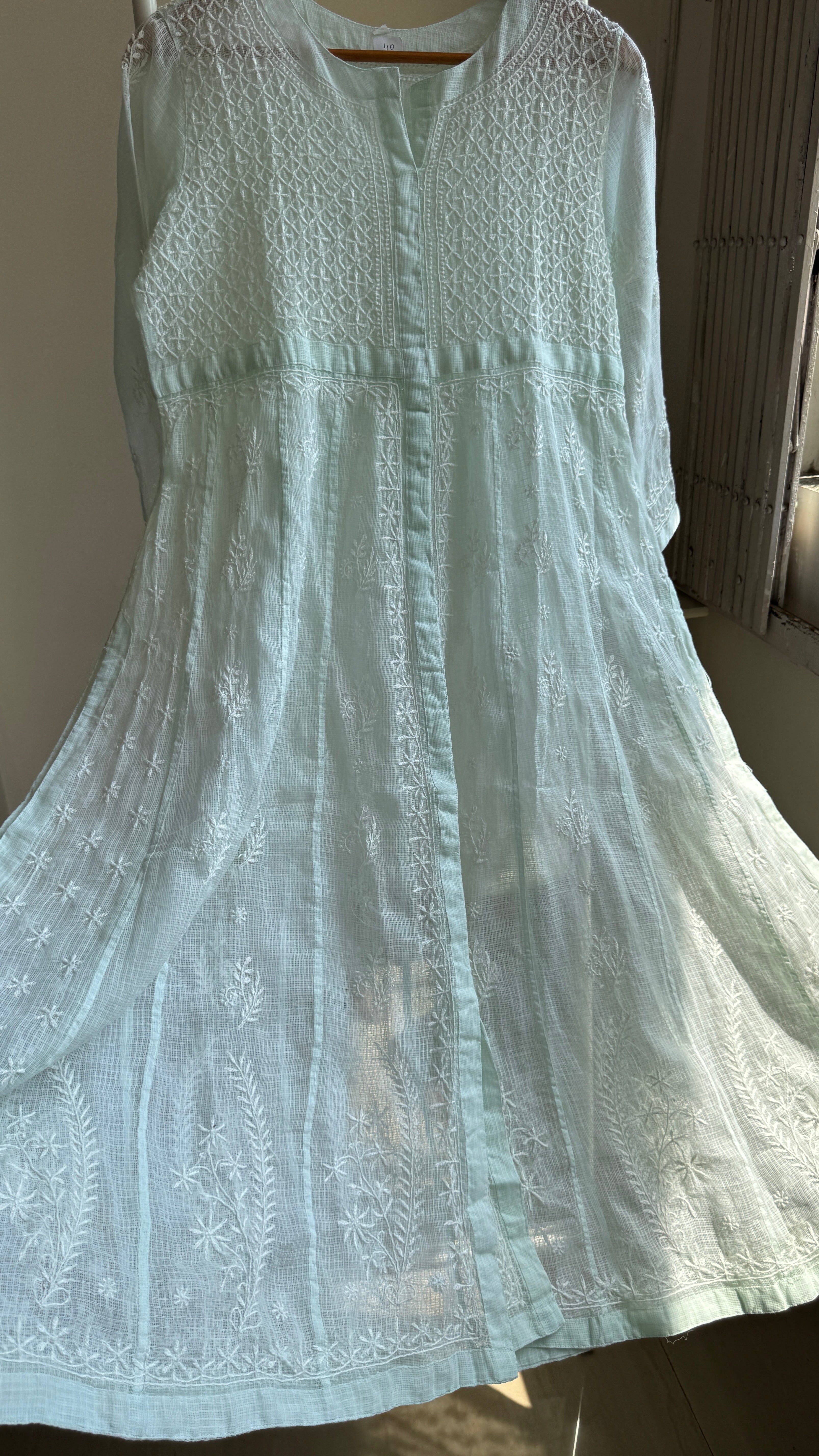 Kota Cotton Chikankari Anarkali - Green - SITARA Collection