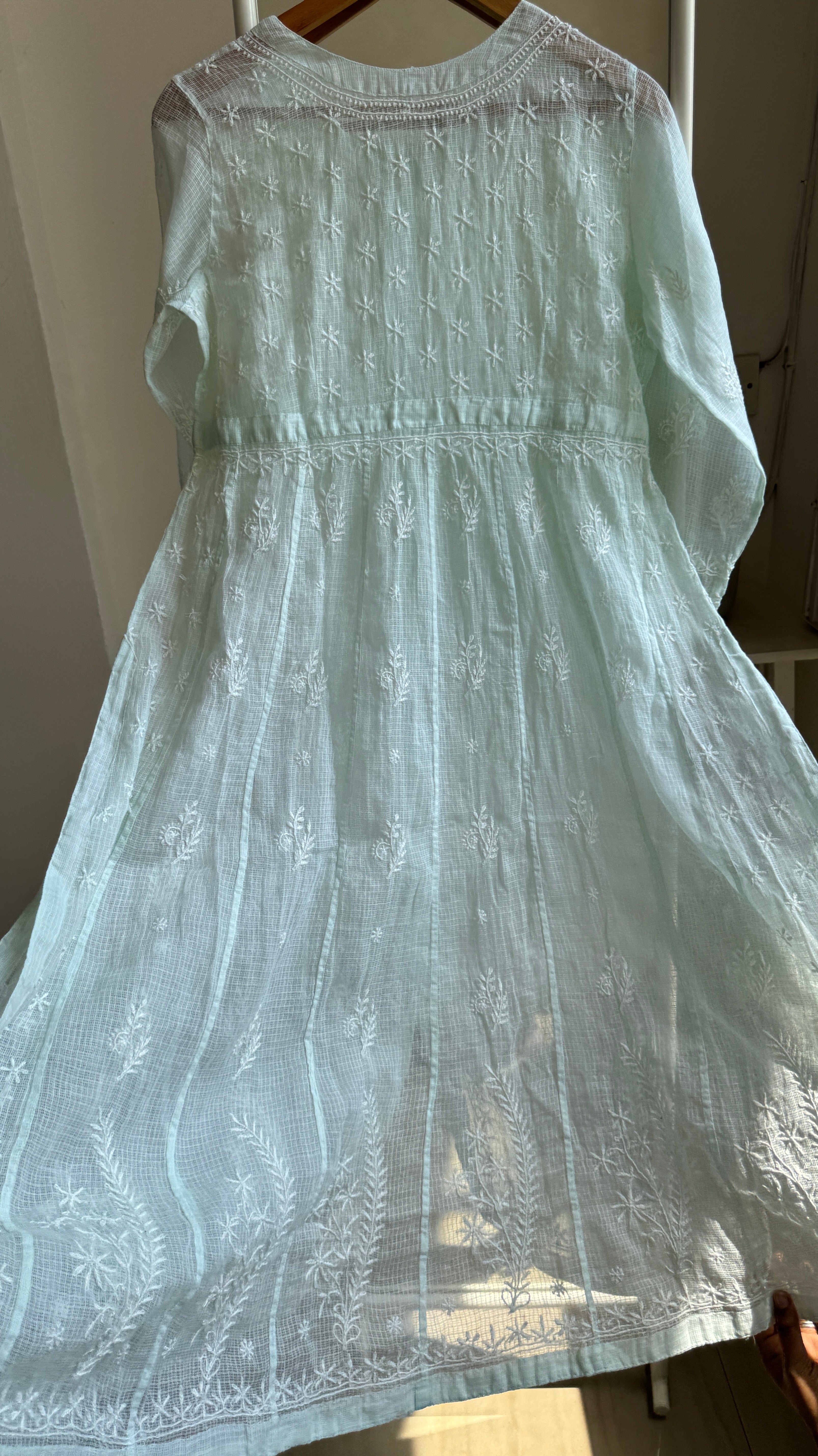 Kota Cotton Chikankari Anarkali - Green - SITARA Collection