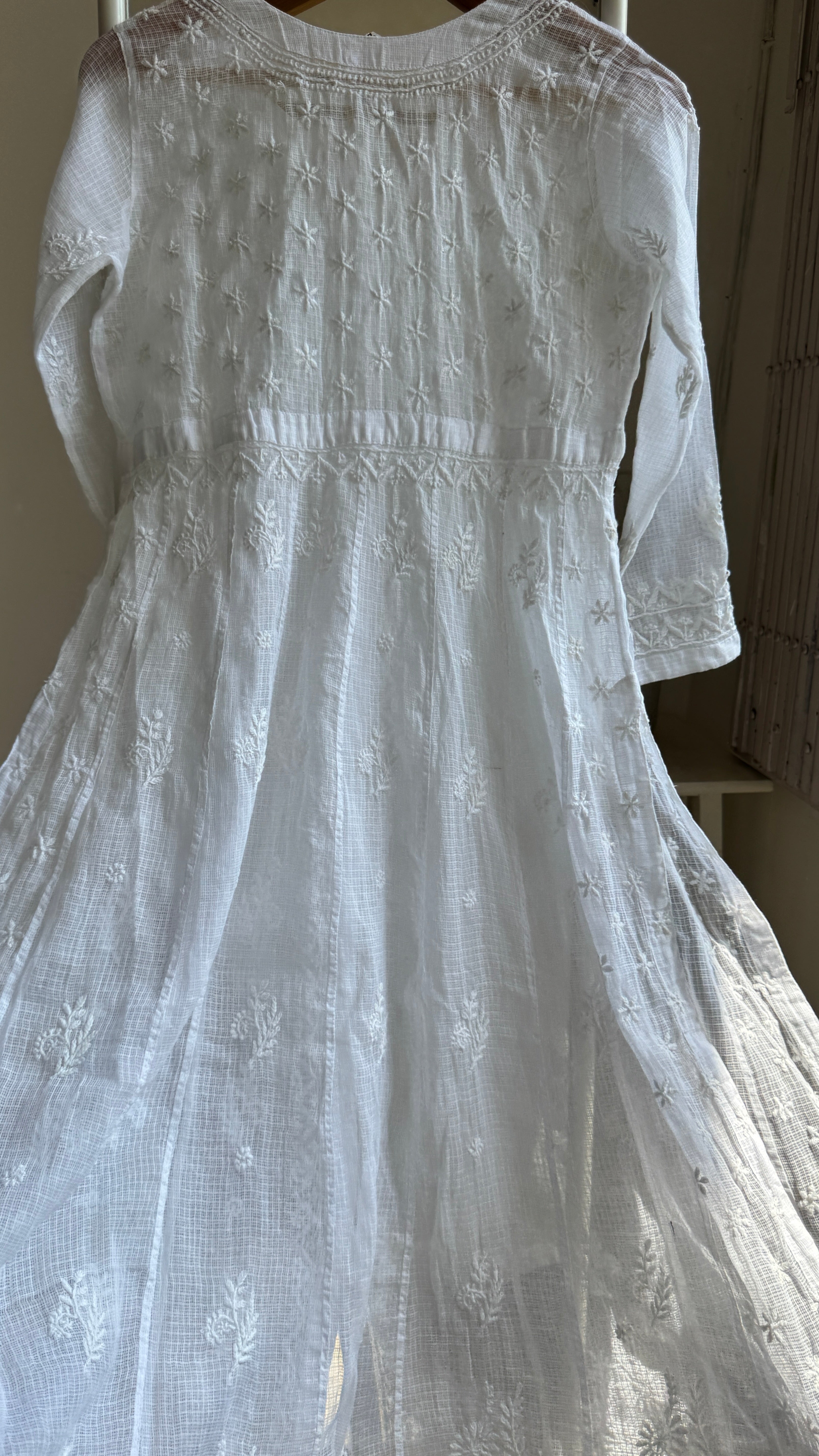 Kota Cotton Chikankari Anarkali - White- SITARA Collection