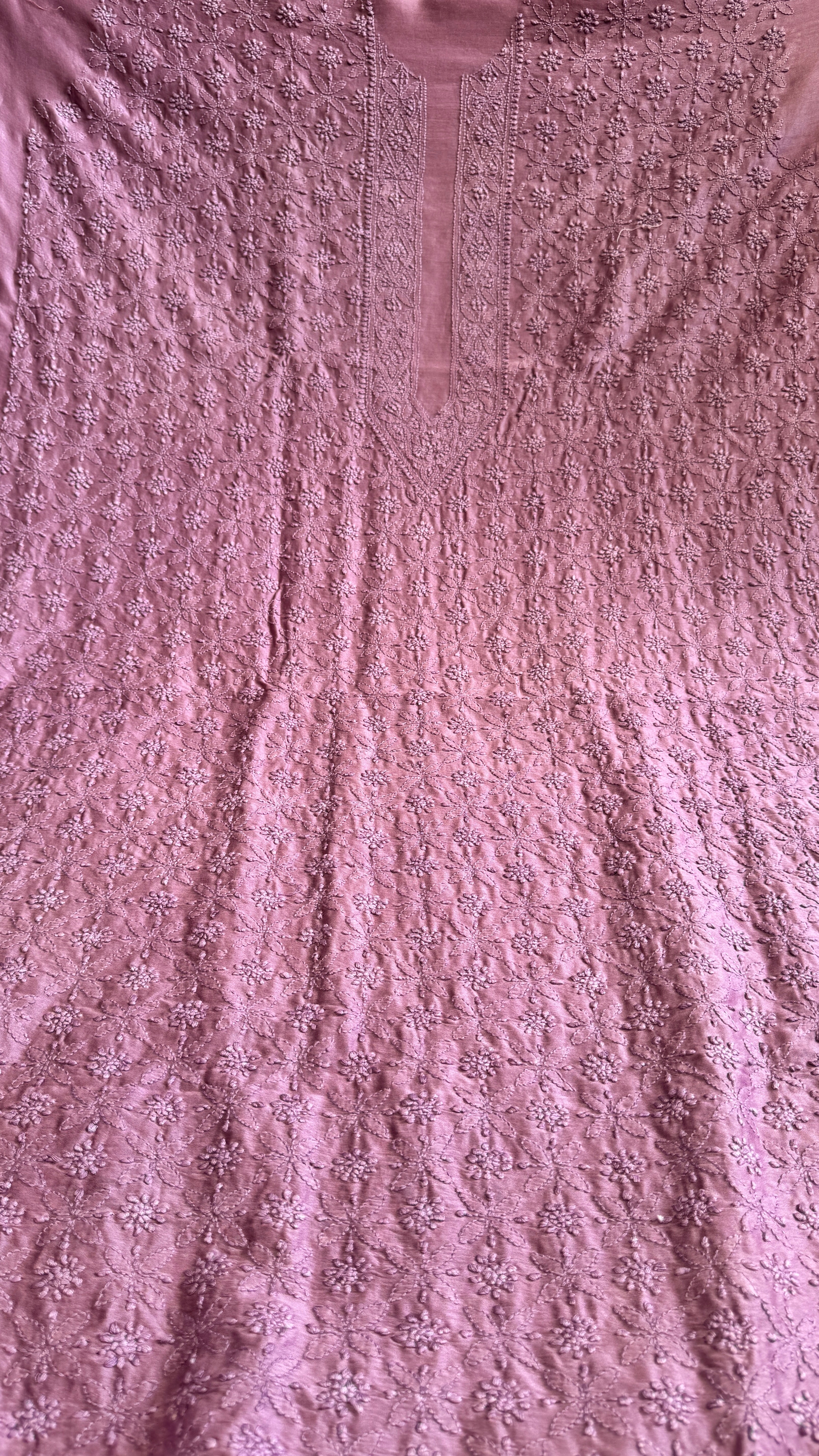 Chanderi Chikankari Kurta Length - Mens- Purple