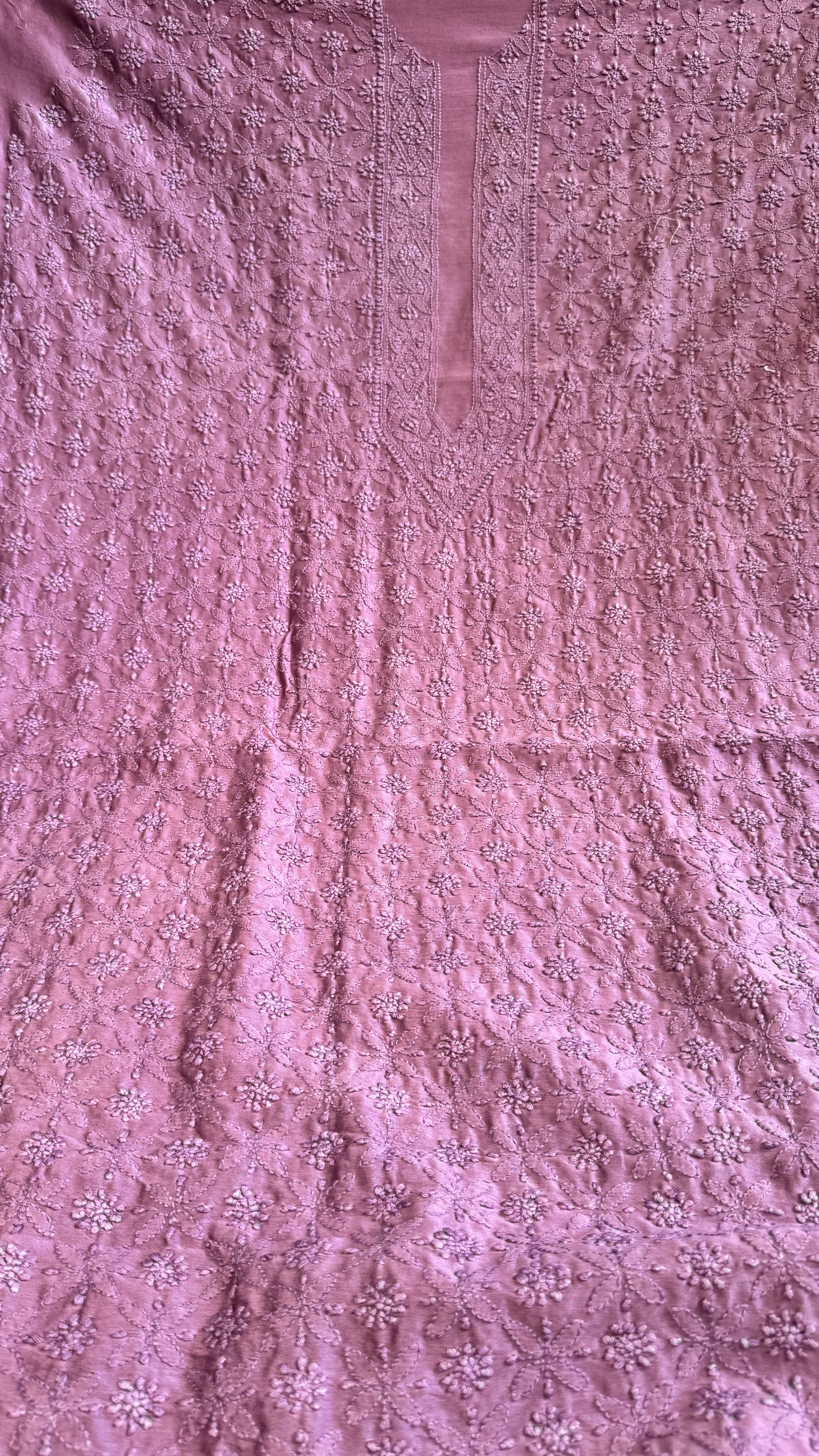 Chanderi Chikankari Kurta Length - Mens- Purple